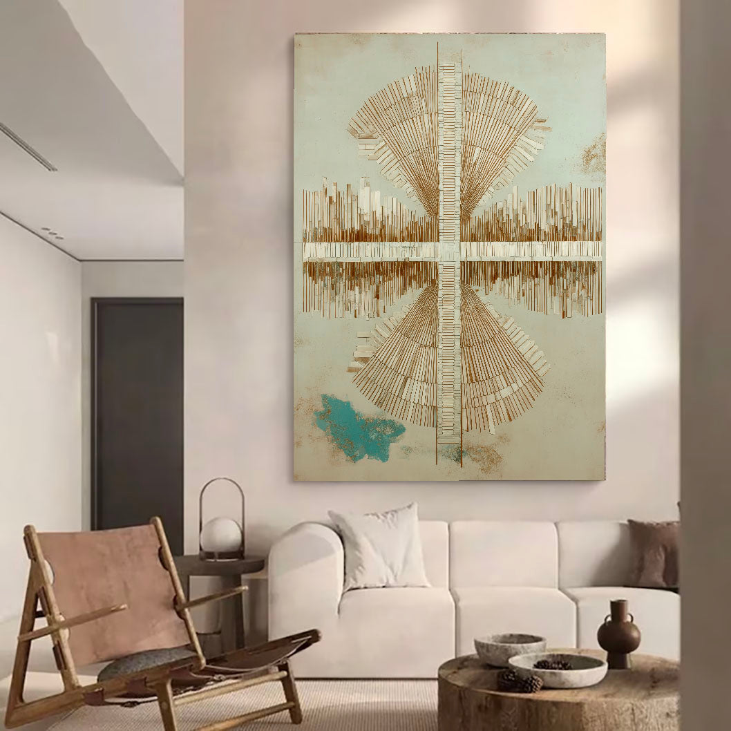 Textured Geometric Elegance | Beige Teal