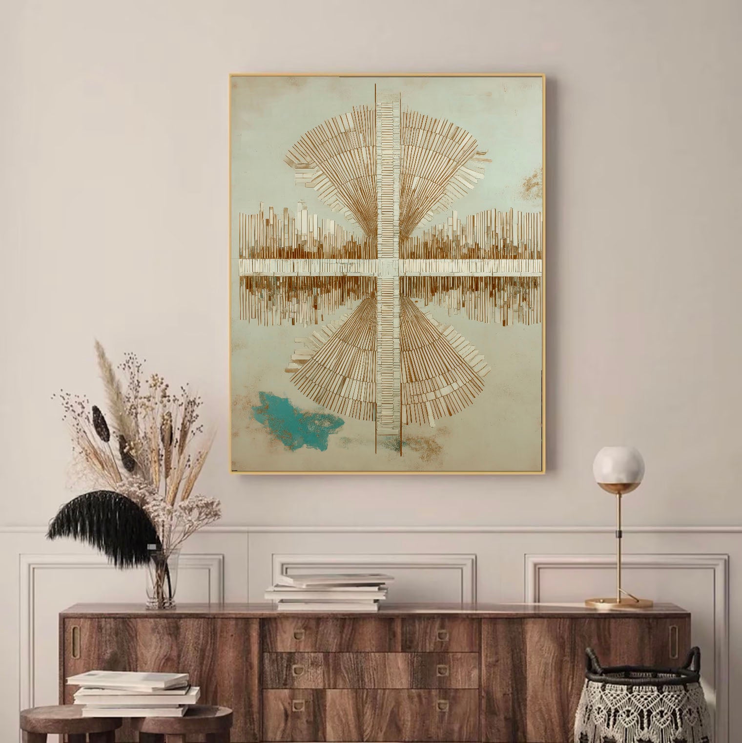 Textured Geometric Elegance | Beige Teal