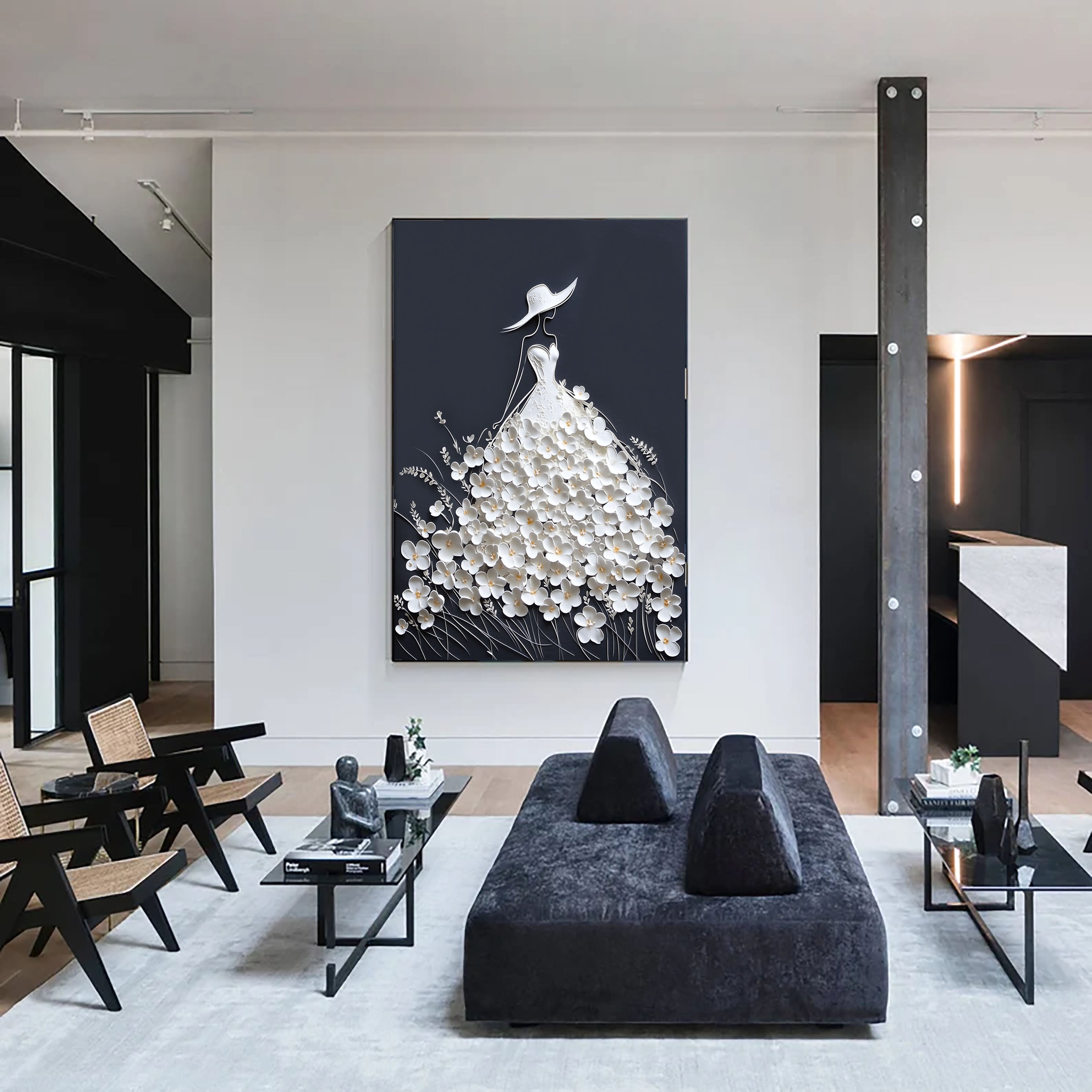 Textured Floral Gown | Noir Ivory