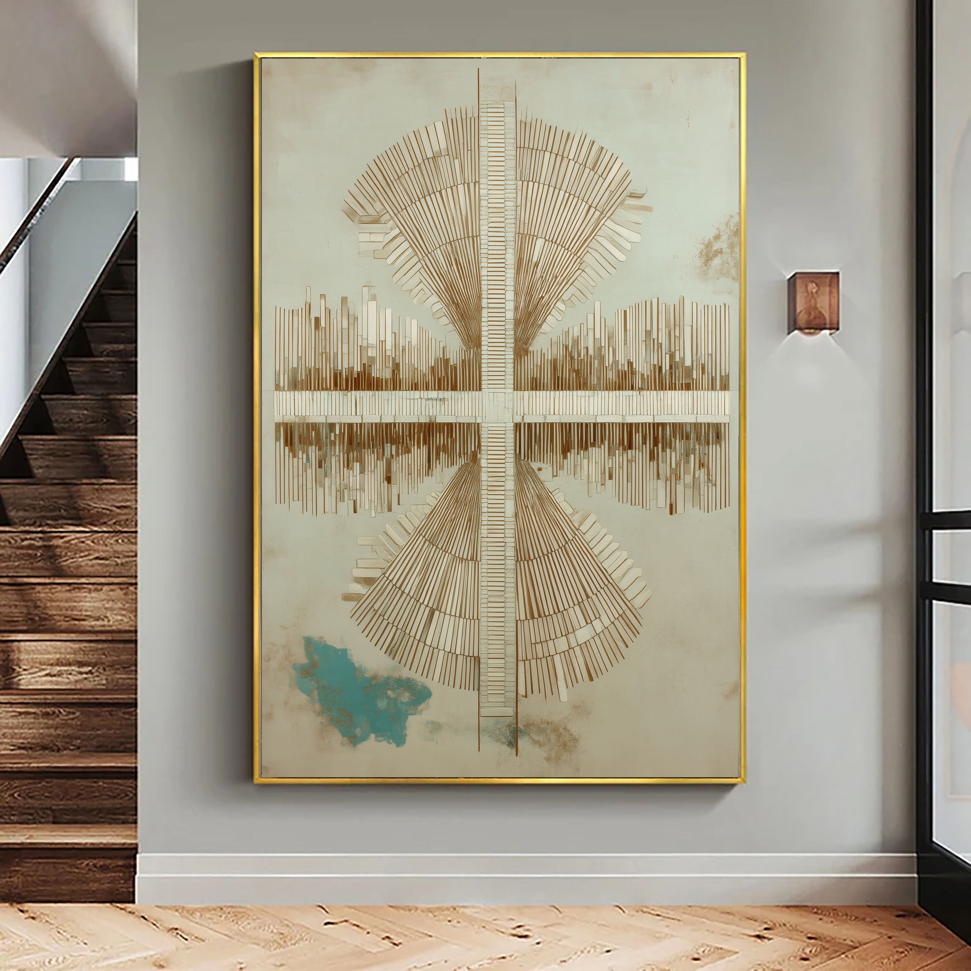 Textured Geometric Elegance | Beige Teal