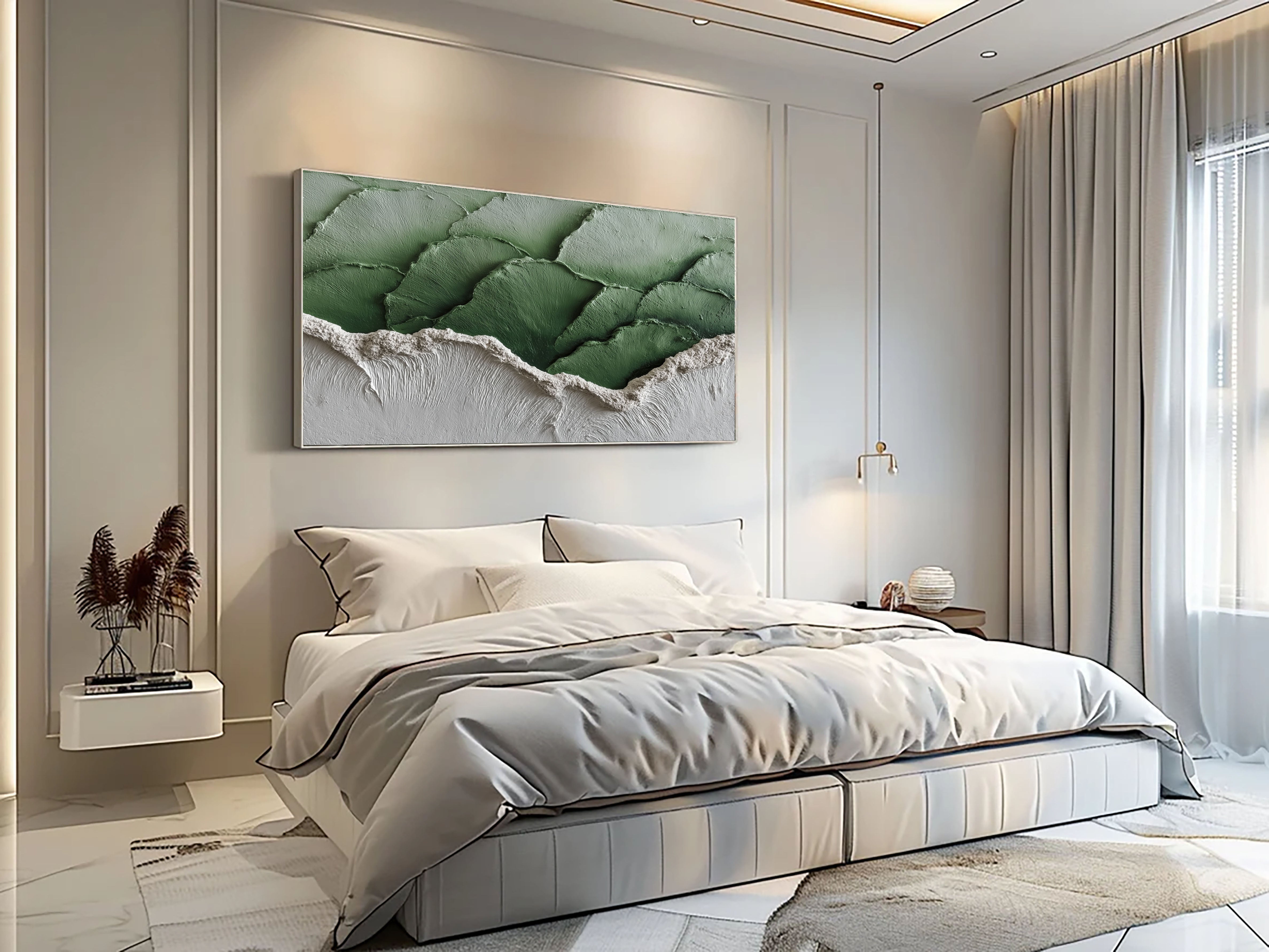 Organic Green Texture | White Sand