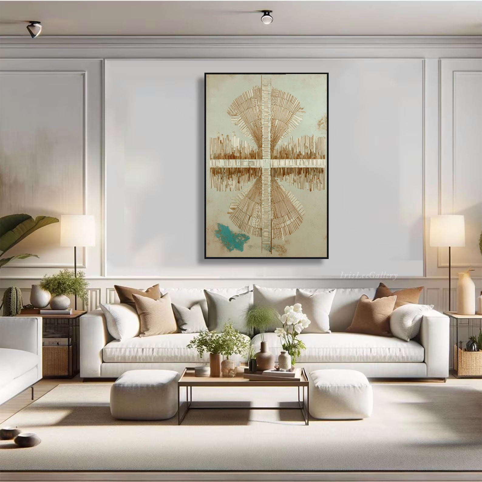 Textured Geometric Elegance | Beige Teal