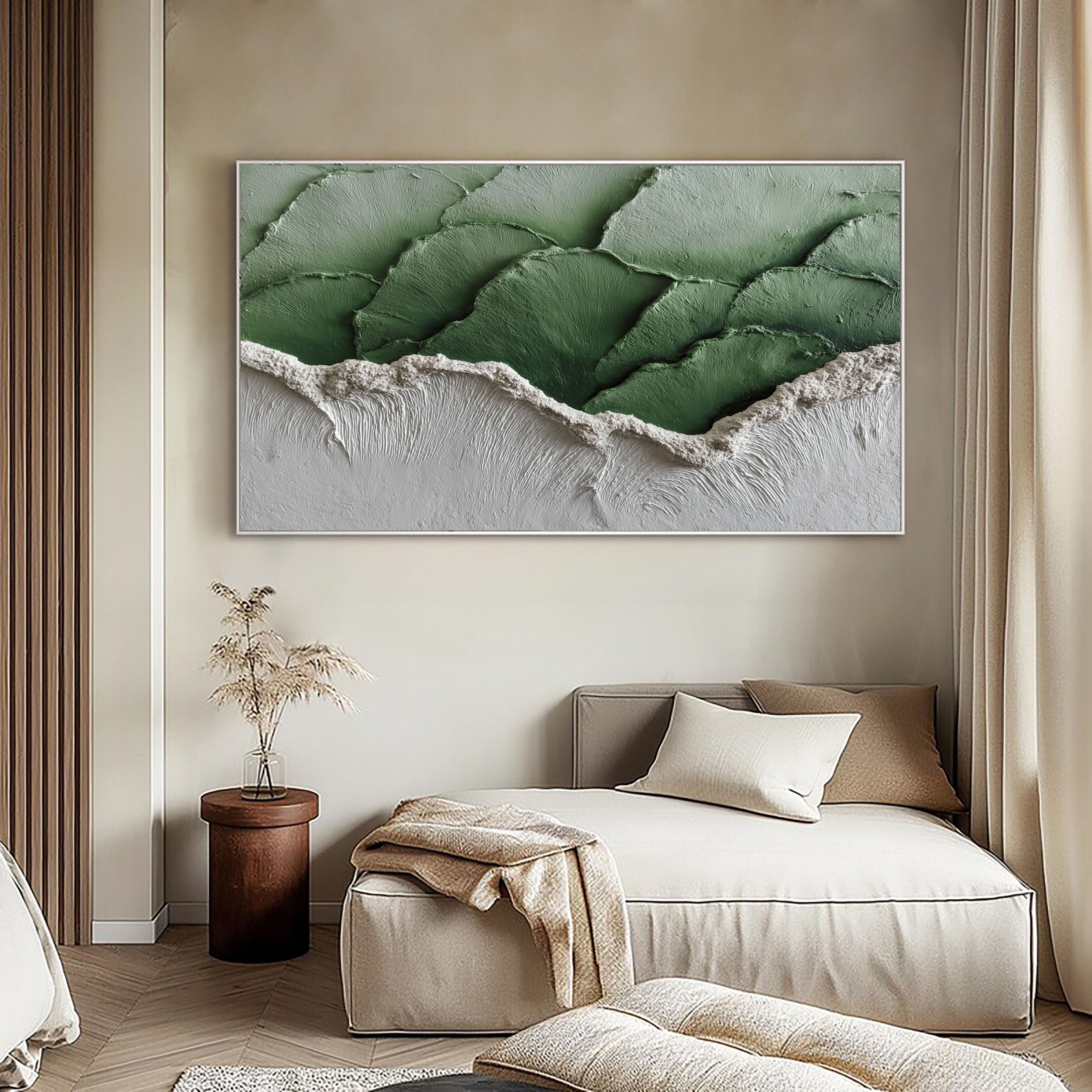 Organic Green Texture | White Sand