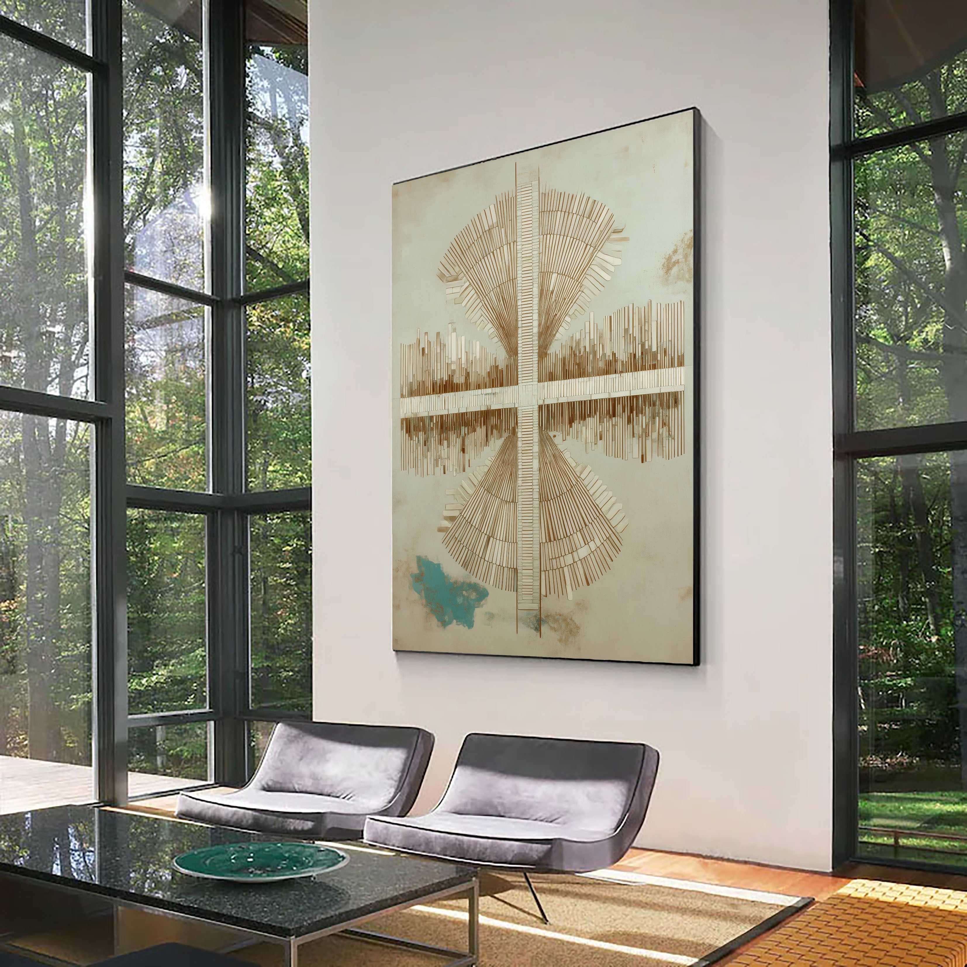 Textured Geometric Elegance | Beige Teal