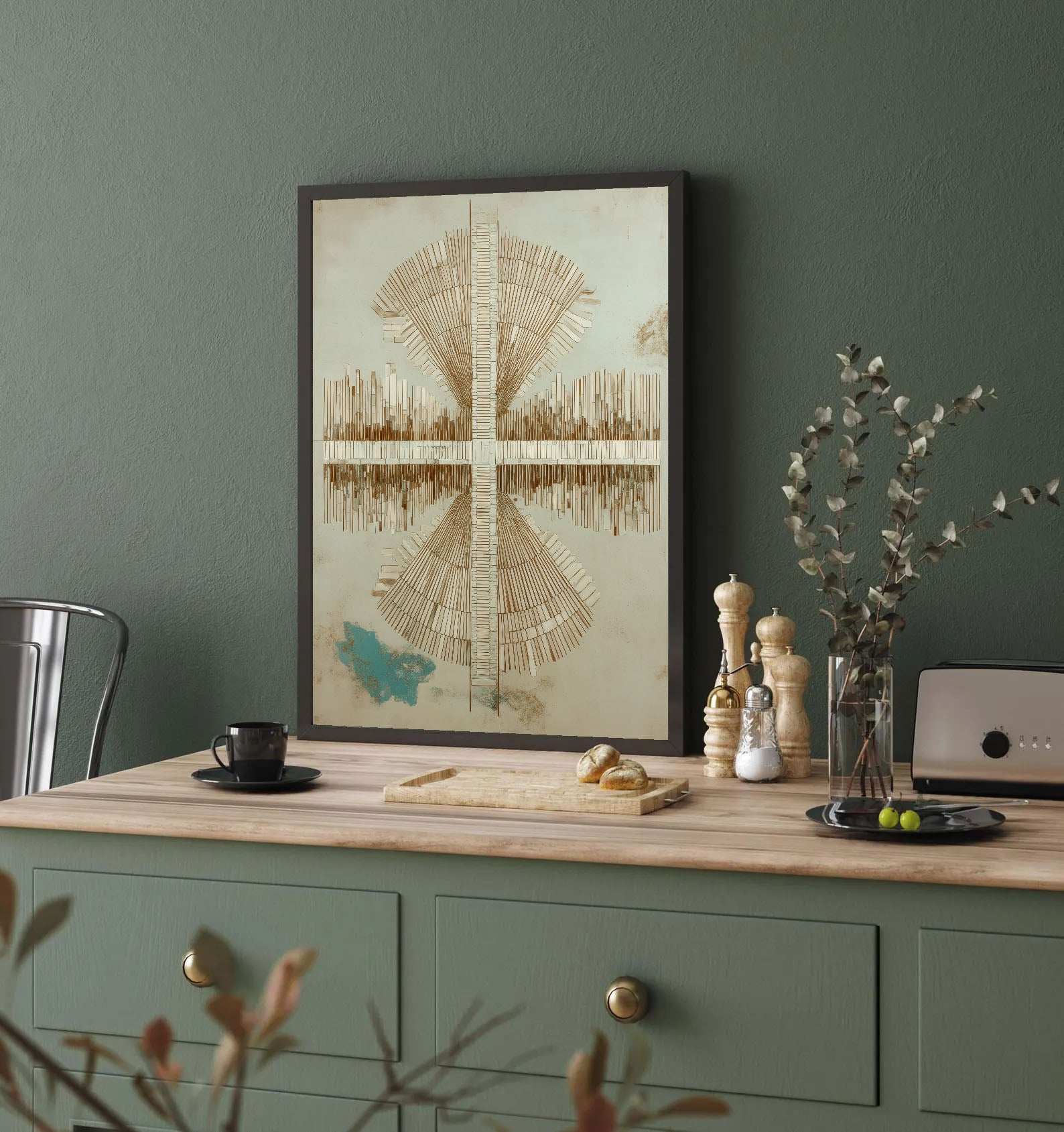 Textured Geometric Elegance | Beige Teal