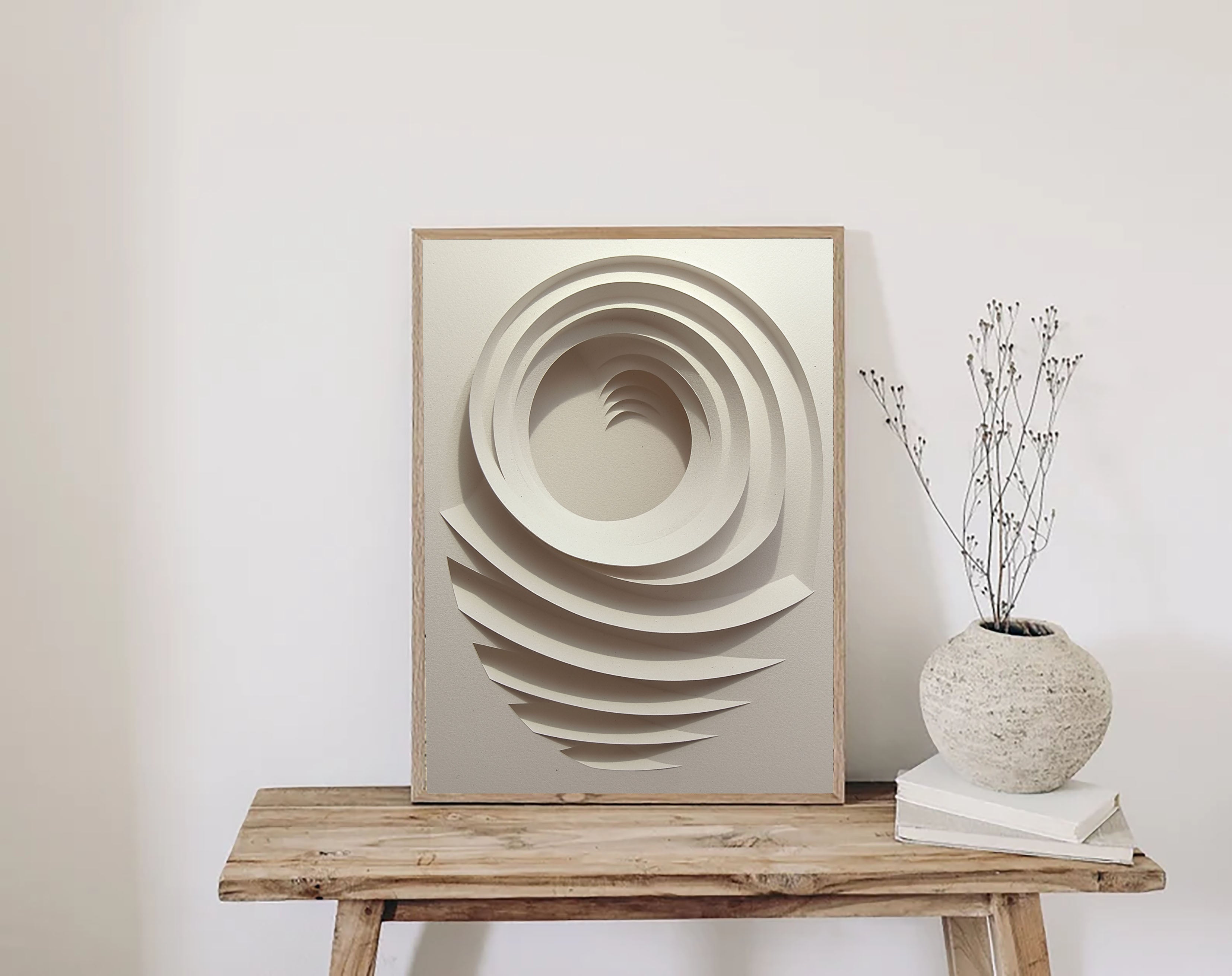 Textured Circular Depth | Beige Swirl