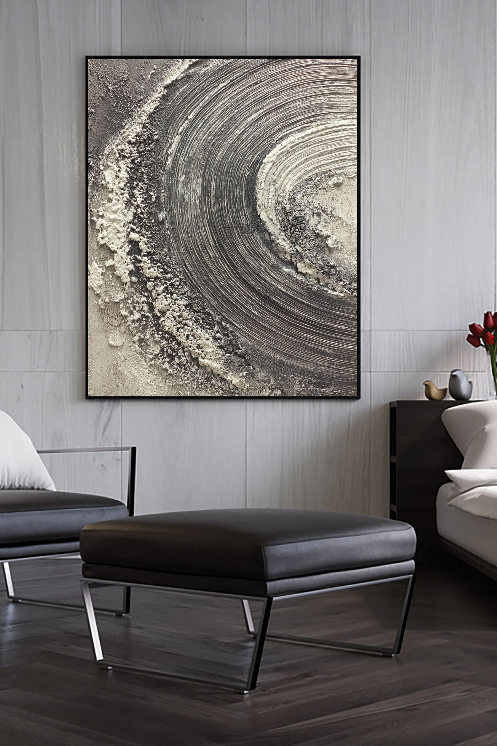 Textured Spiral Opulence | Monochrome Whorl