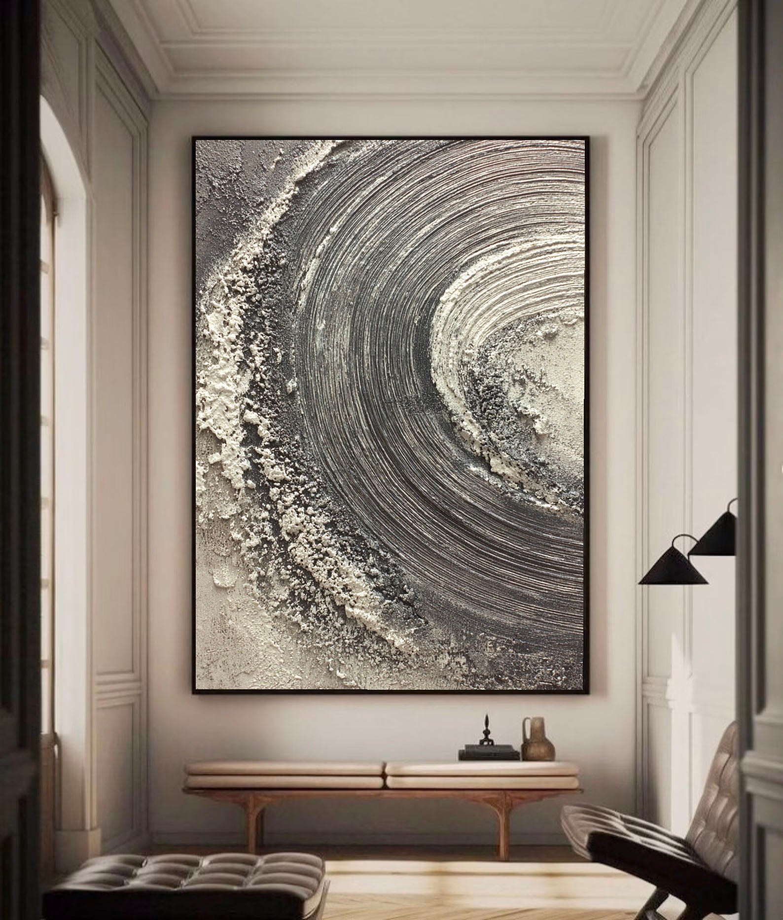 Textured Spiral Opulence | Monochrome Whorl