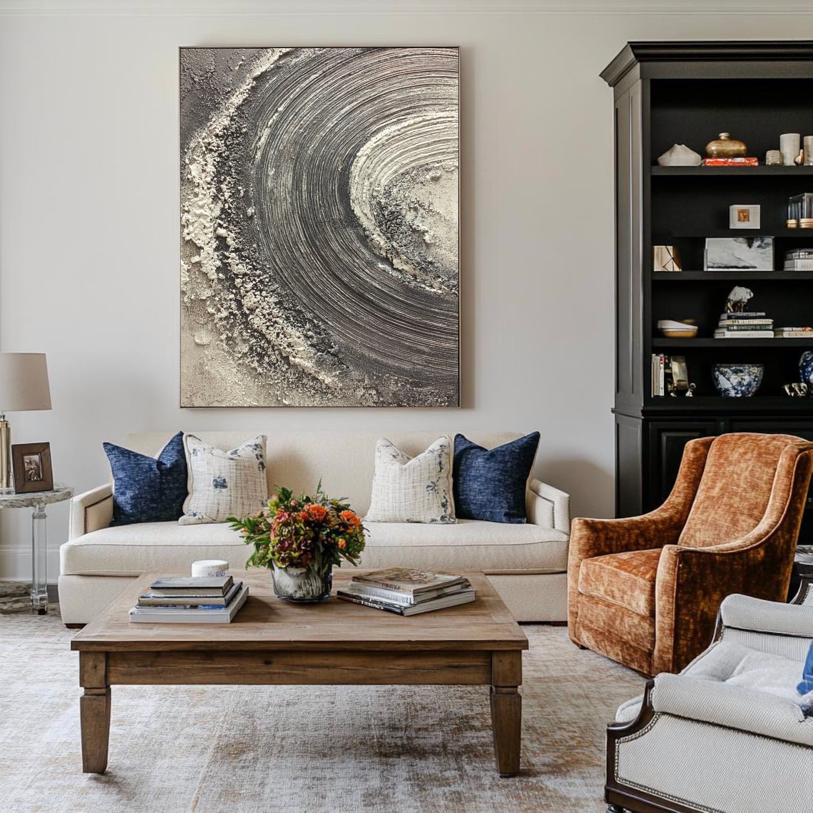 Textured Spiral Opulence | Monochrome Whorl