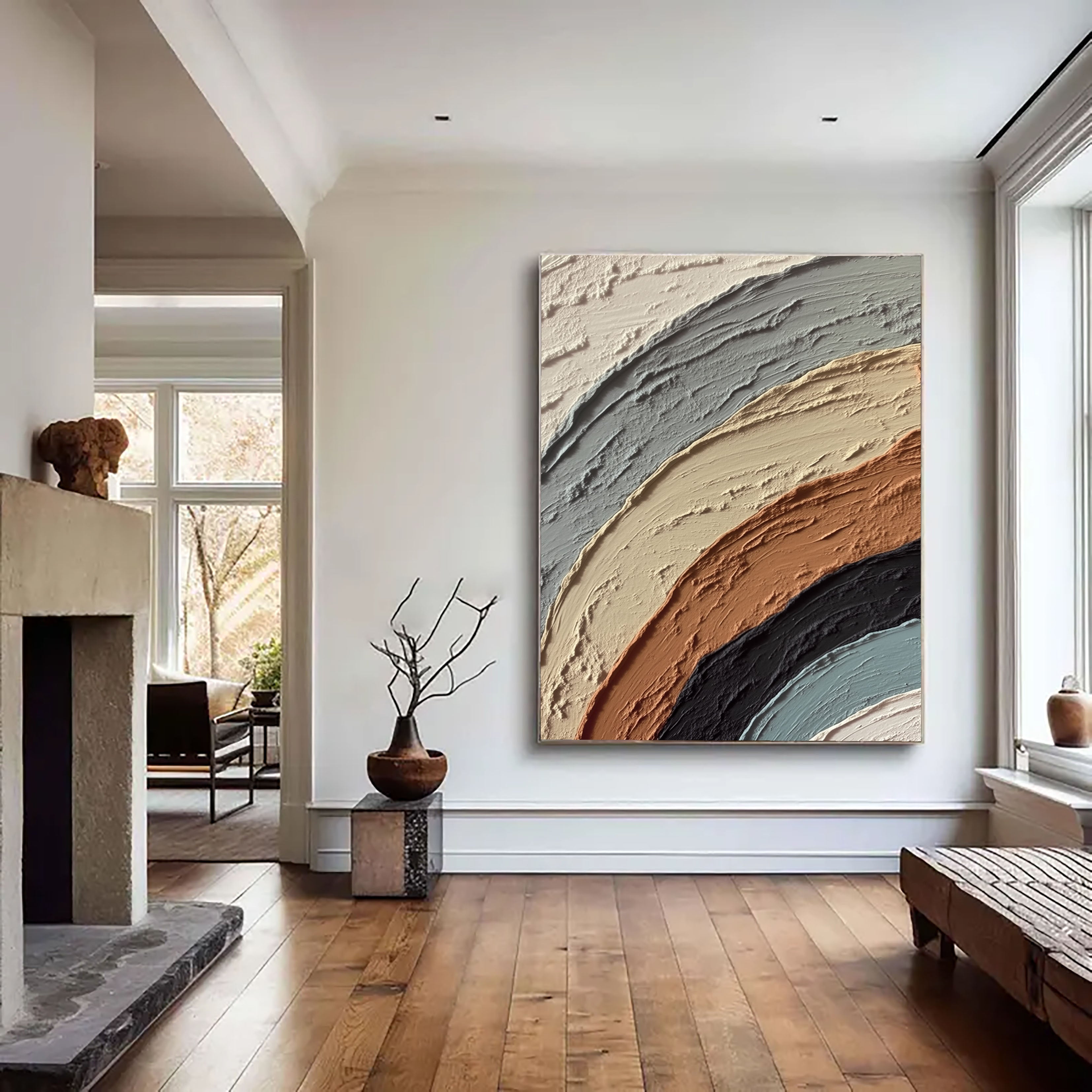 Textured Curved Layers | Terracotta Gray