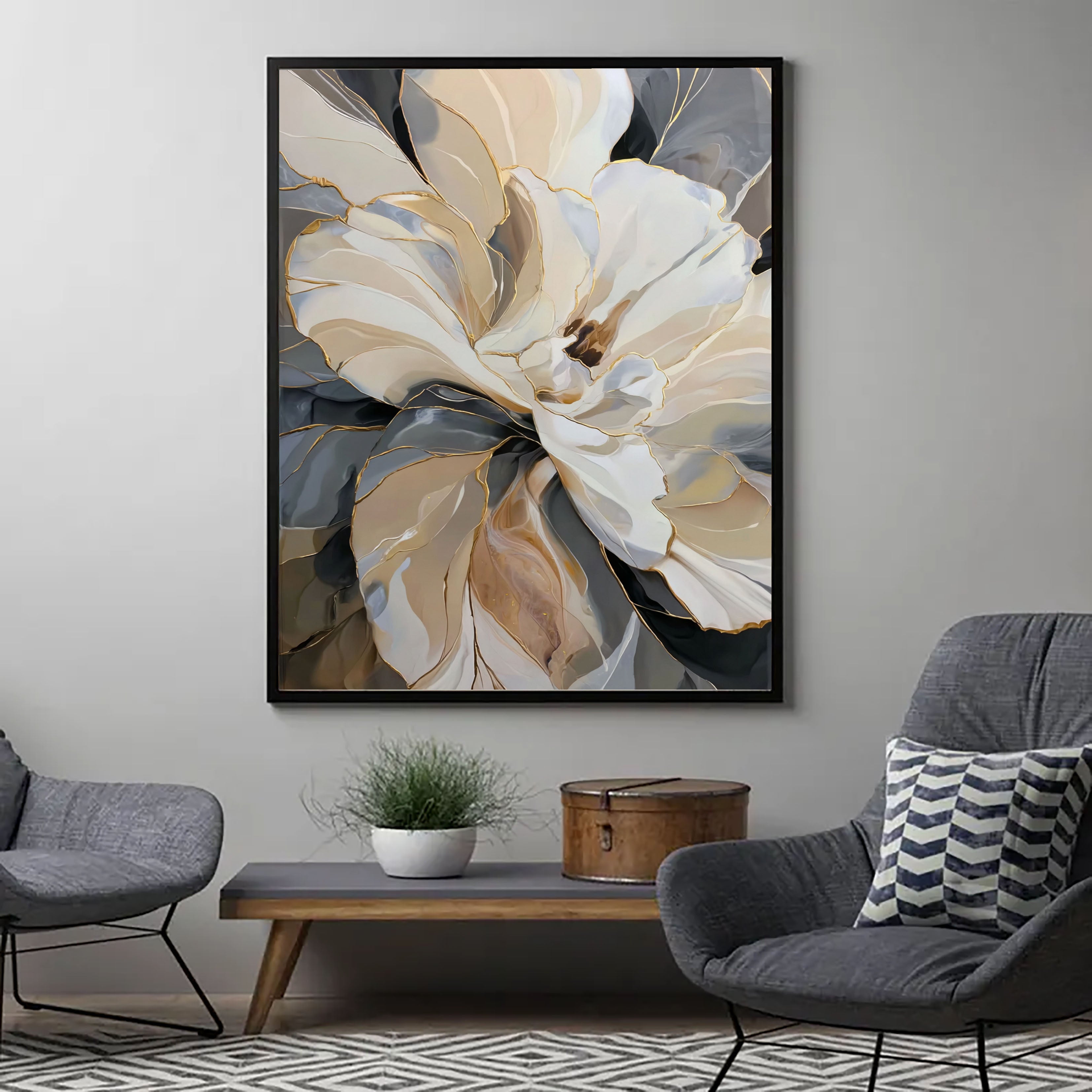 Textured Floral Luxury | Gold Accent