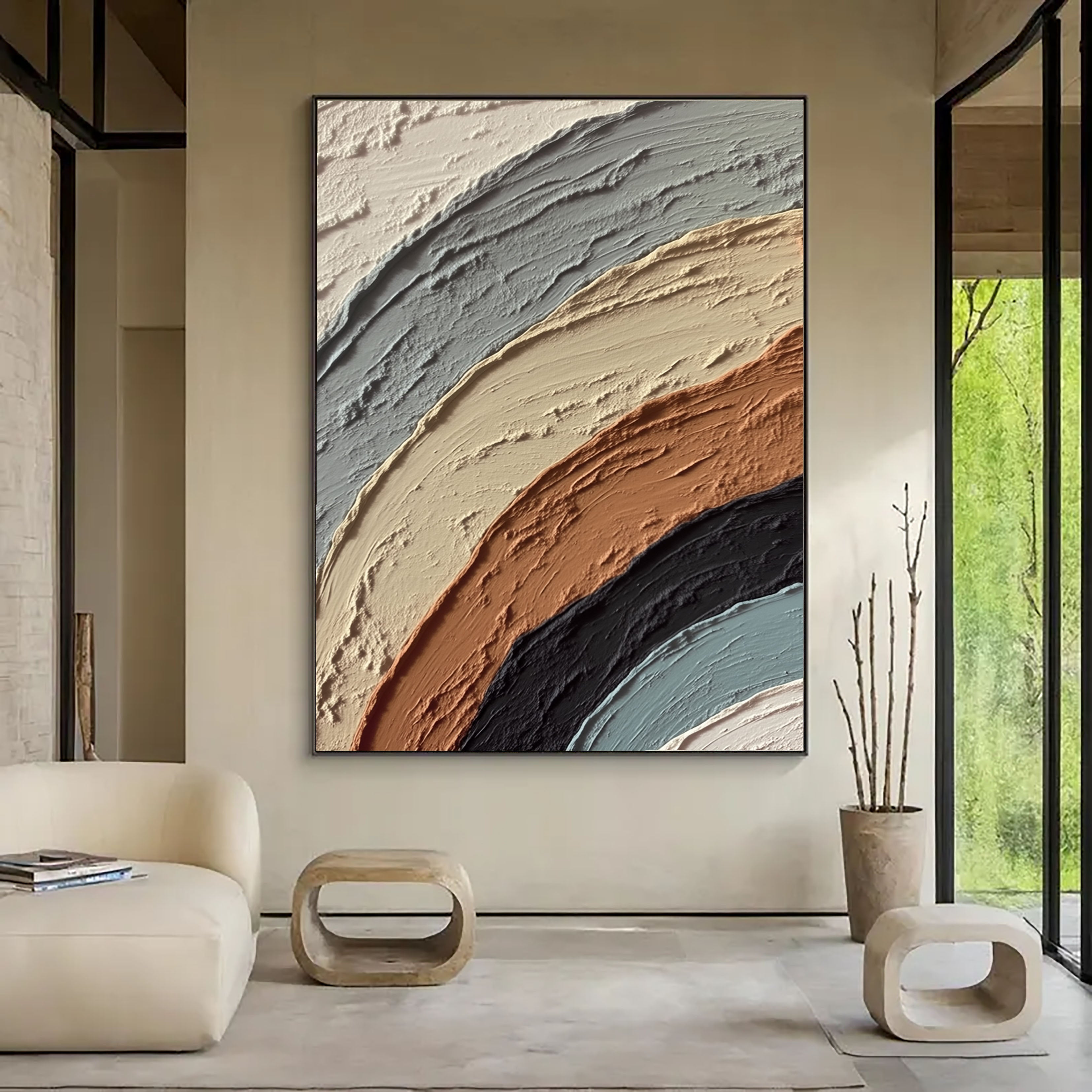 Textured Curved Layers | Terracotta Gray
