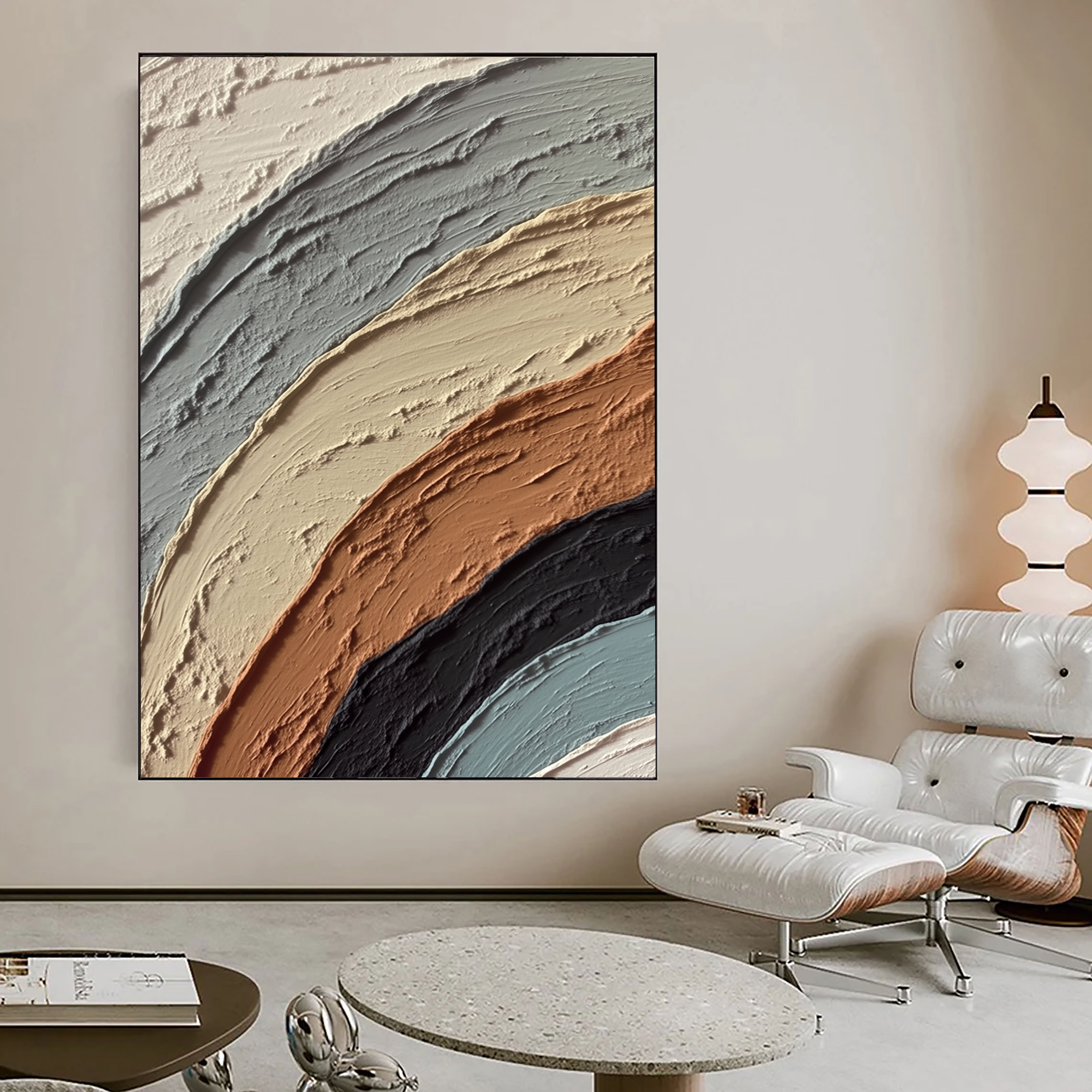 Textured Curved Layers | Terracotta Gray