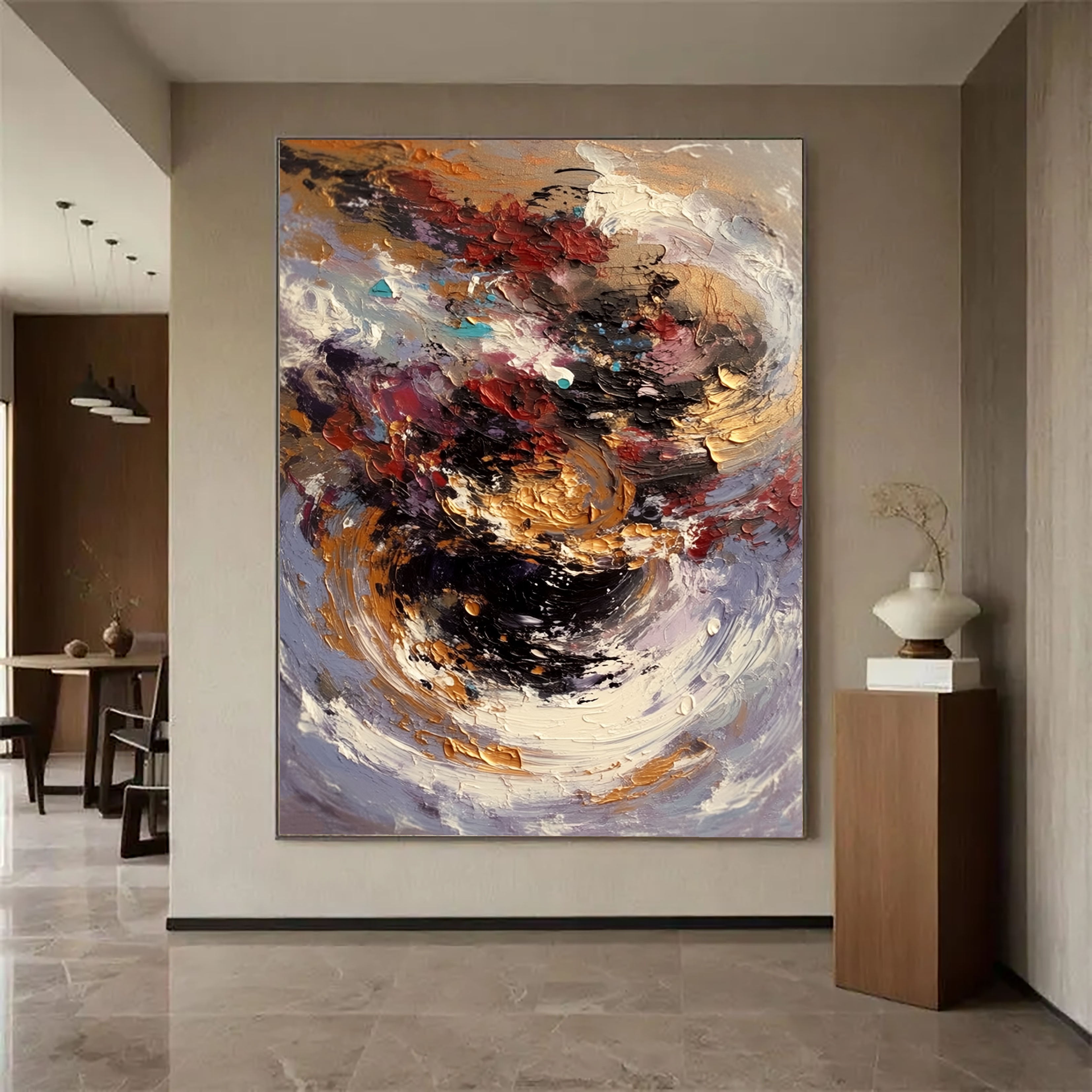 Textured Swirling Vortex | Crimson Gold