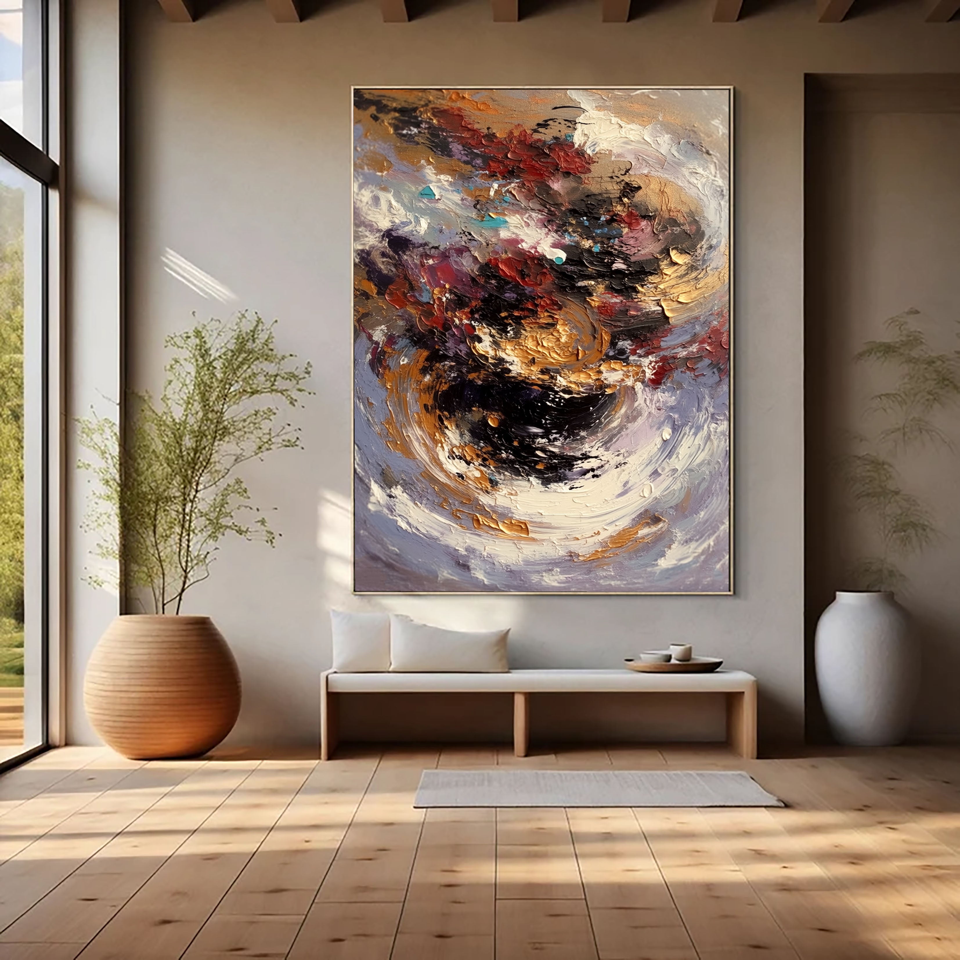 Textured Swirling Vortex | Crimson Gold