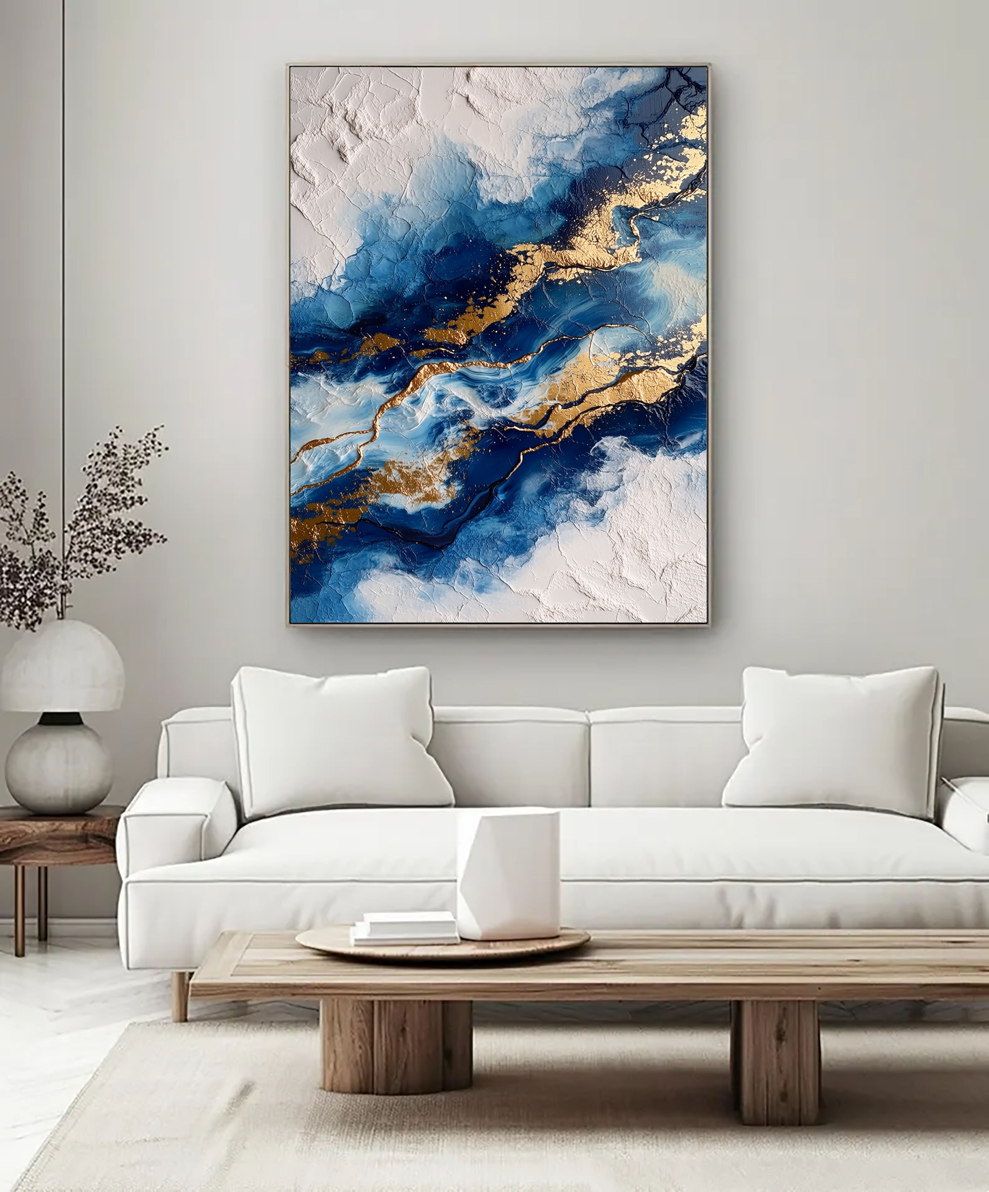 Textured Blue Currents | Indigo Gold