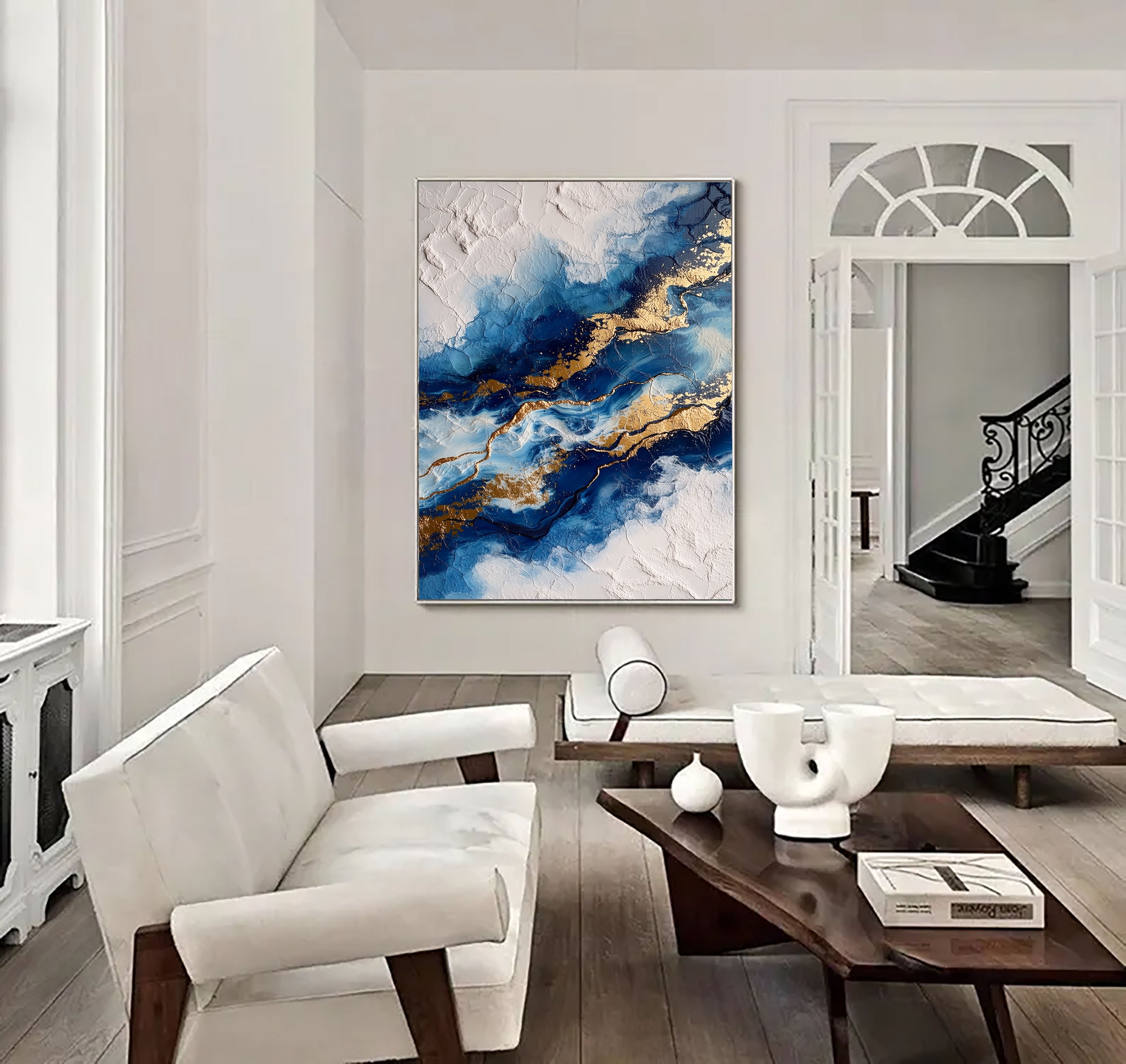 Textured Blue Currents | Indigo Gold