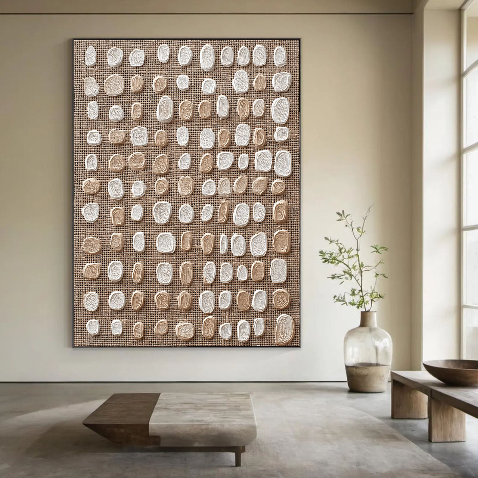 Textured Dot Opulence | Beige Spots