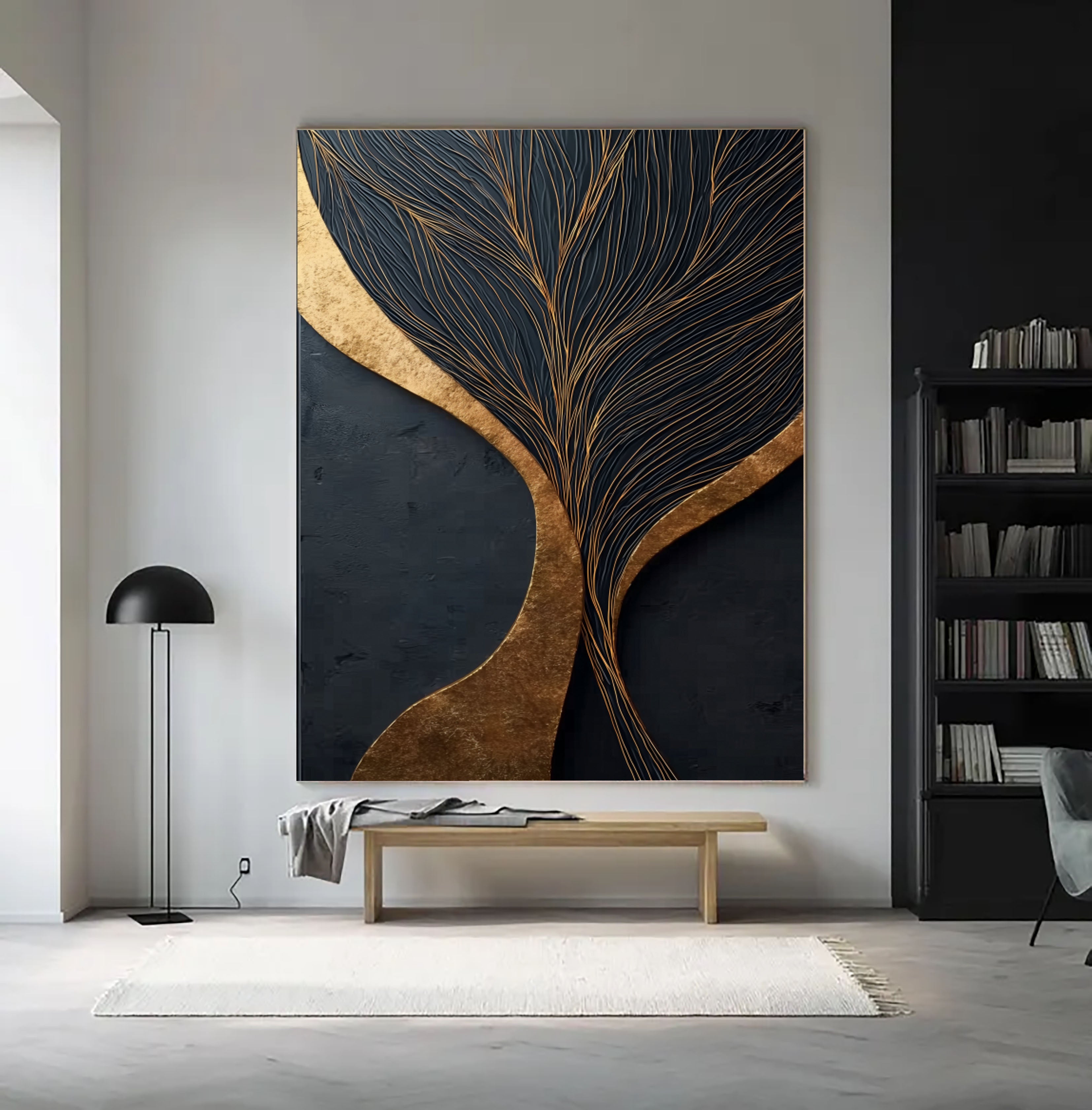 Elegante Vergoldete Zweige | Schwarz Gold