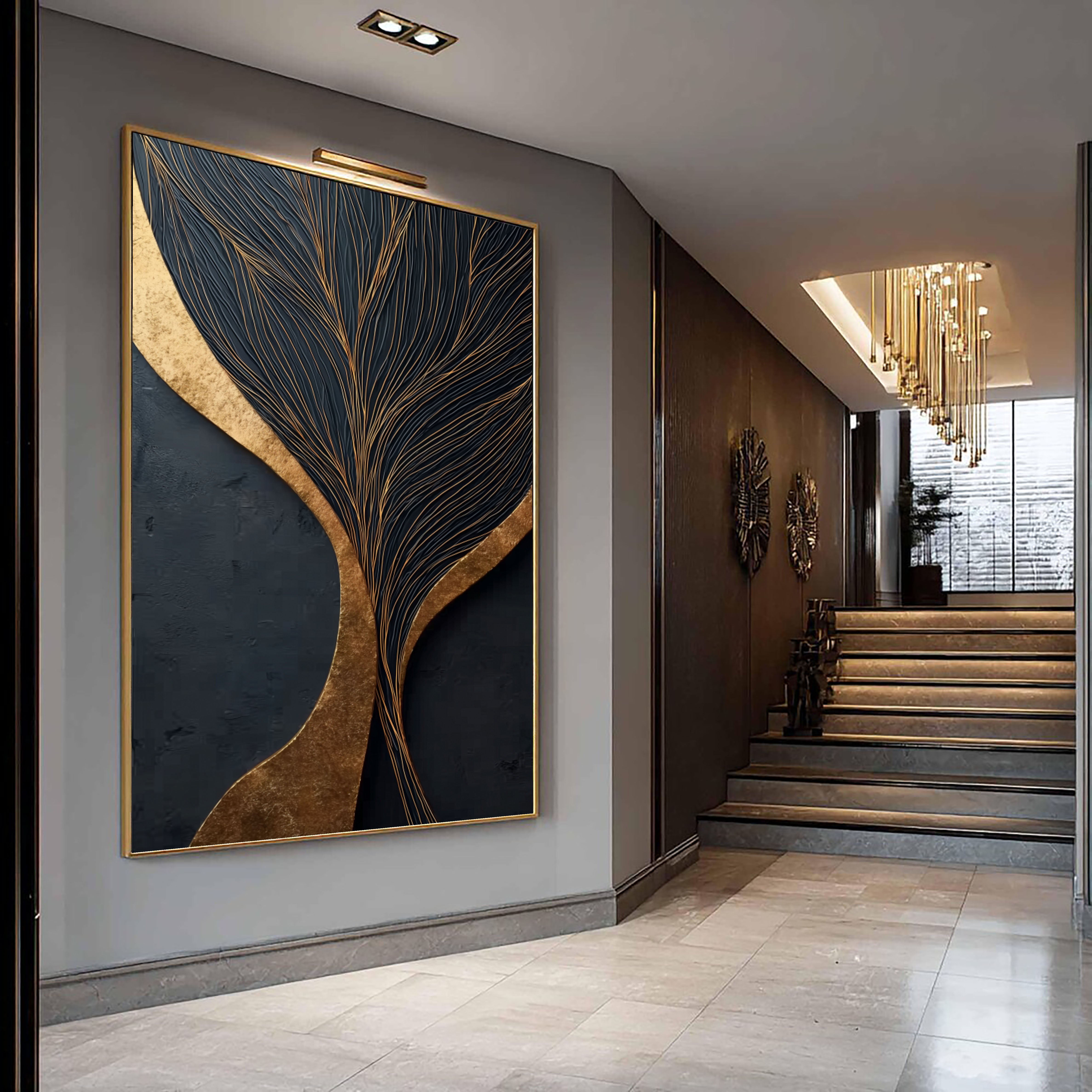 Elegante Vergoldete Zweige | Schwarz Gold