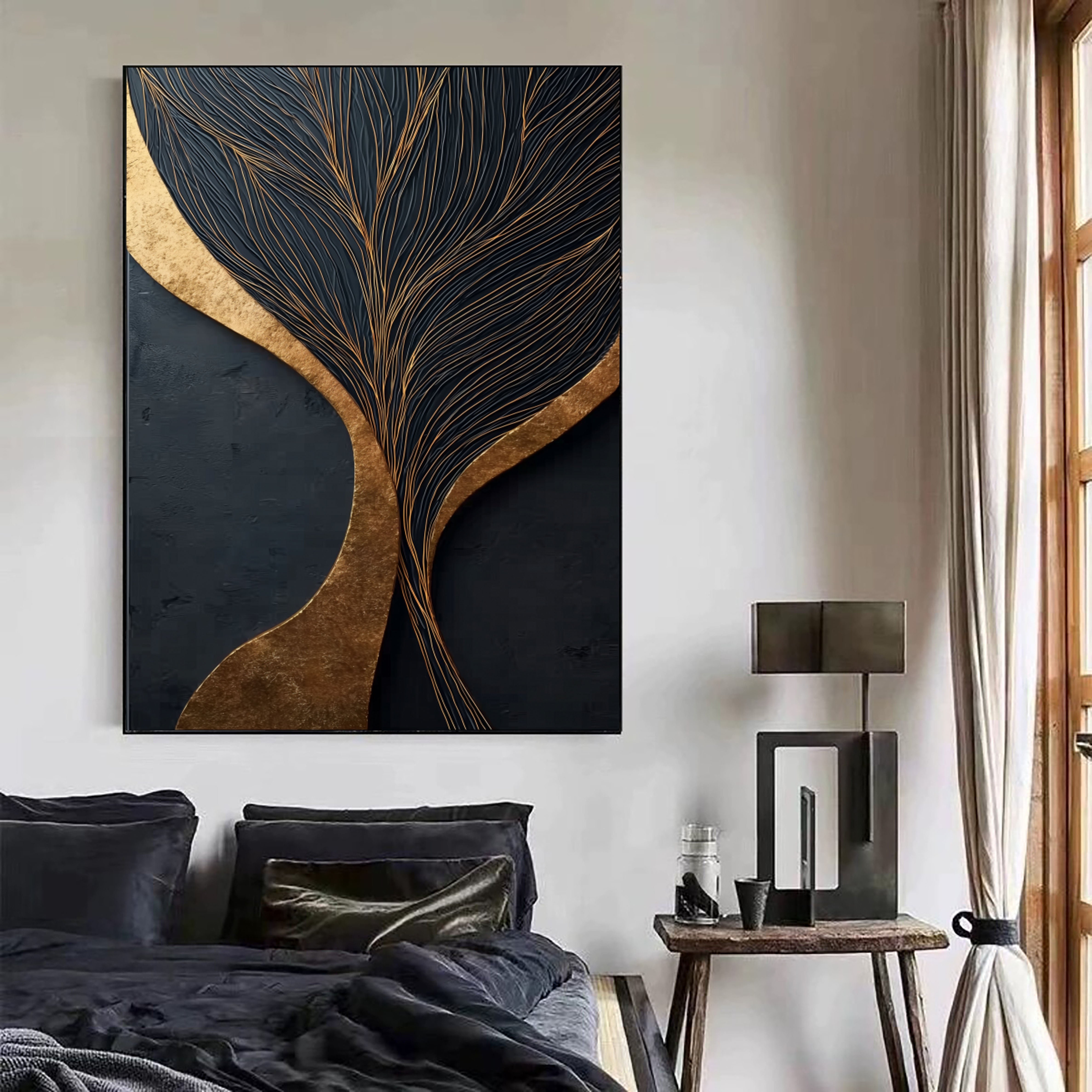 Elegante Vergoldete Zweige | Schwarz Gold