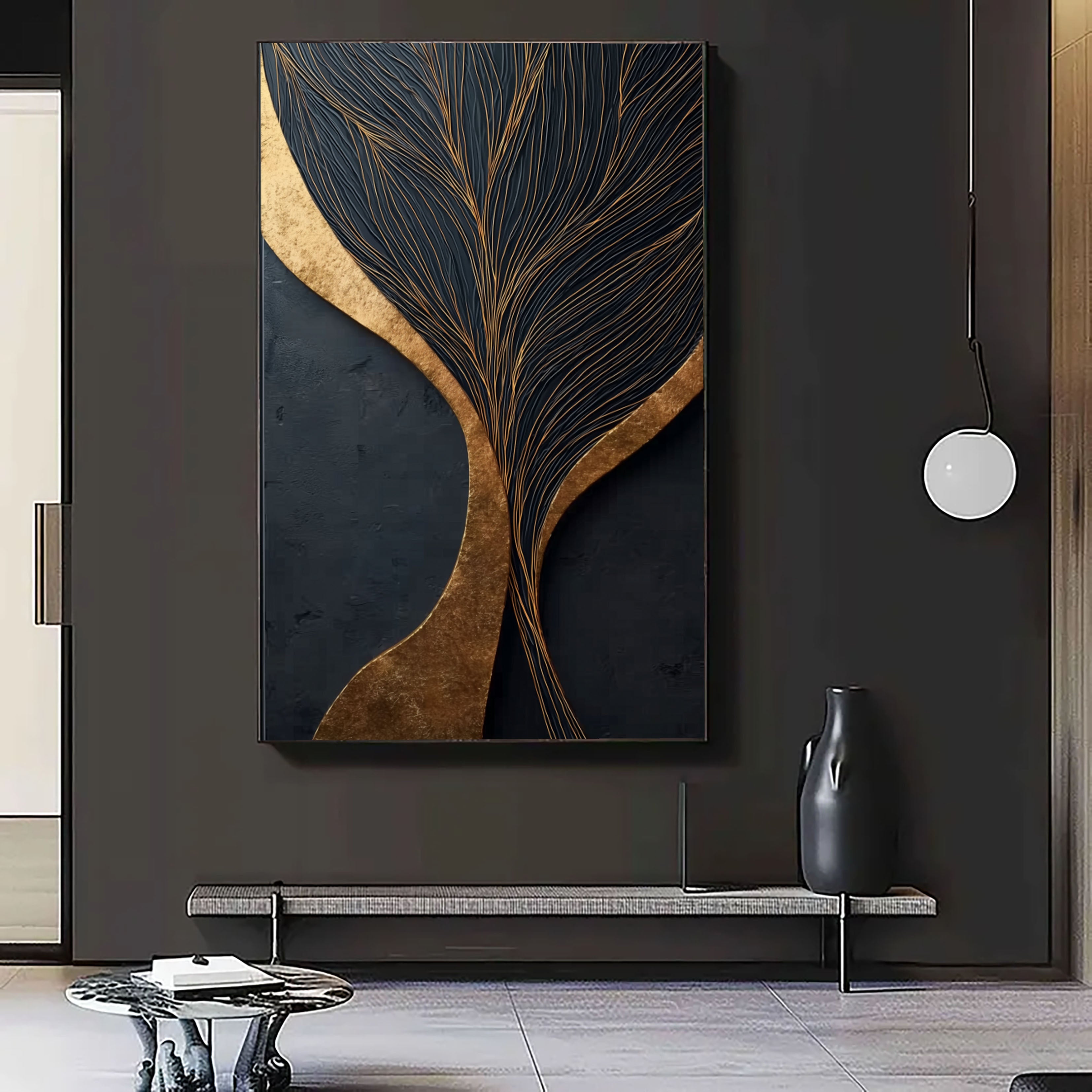 Elegante Vergoldete Zweige | Schwarz Gold
