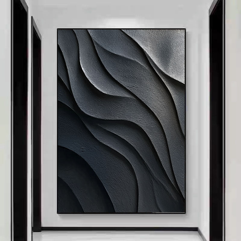 Monochrome Textured Waves | Dark Grey