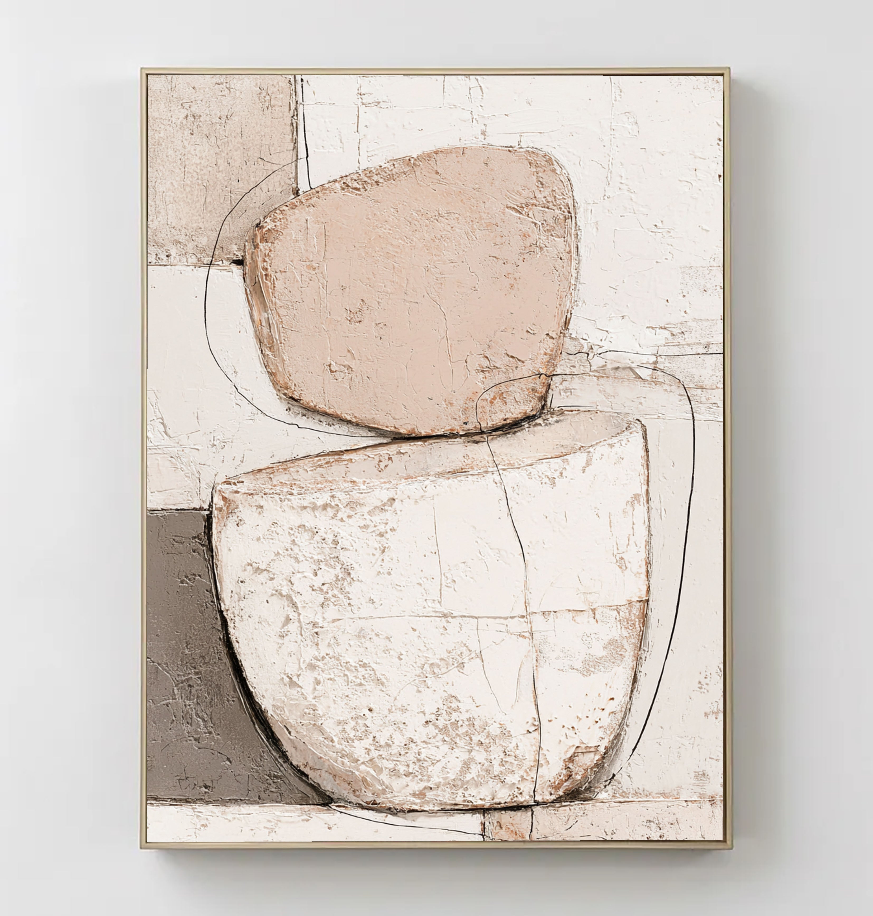 Textured Geometric Serenity | Beige Form