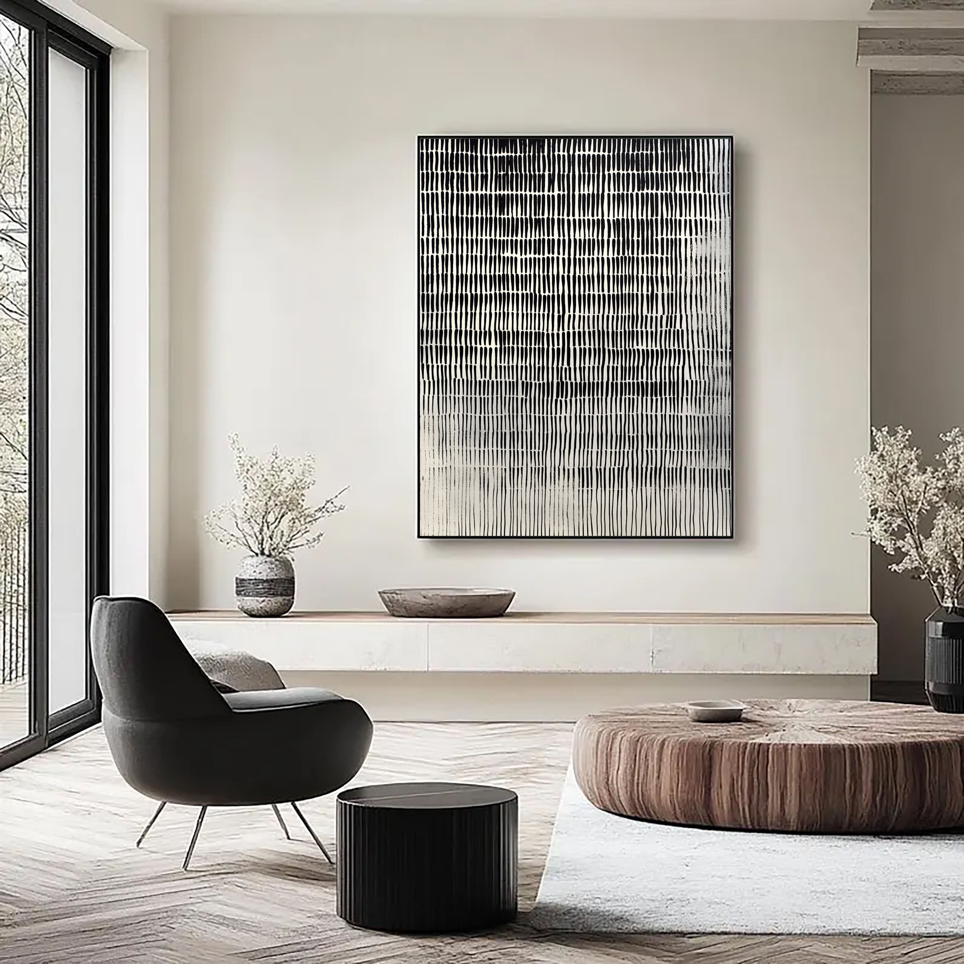 Textured Gradient Lines | Noir Ivory