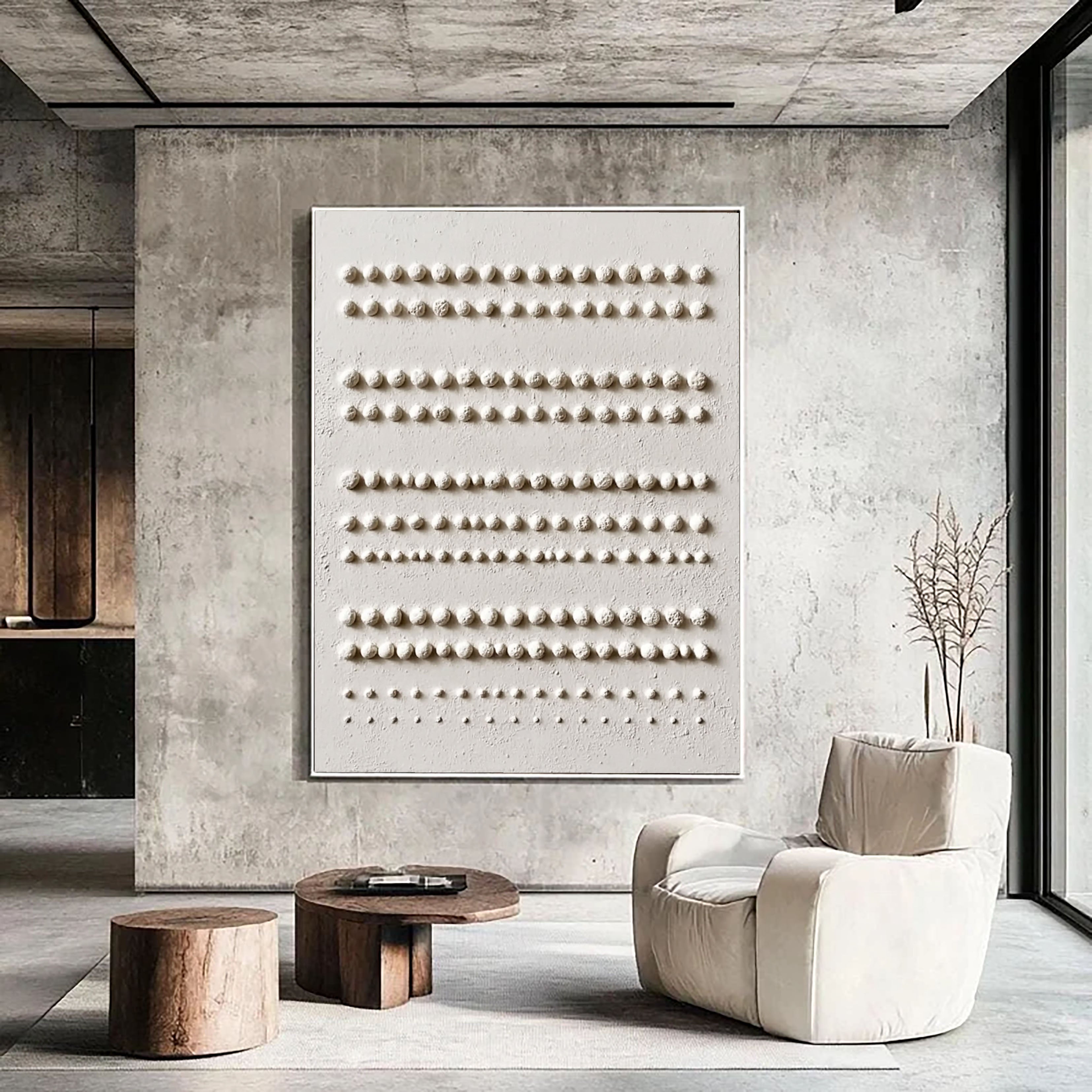 Textured Minimalist Rhythm | Beige Dot