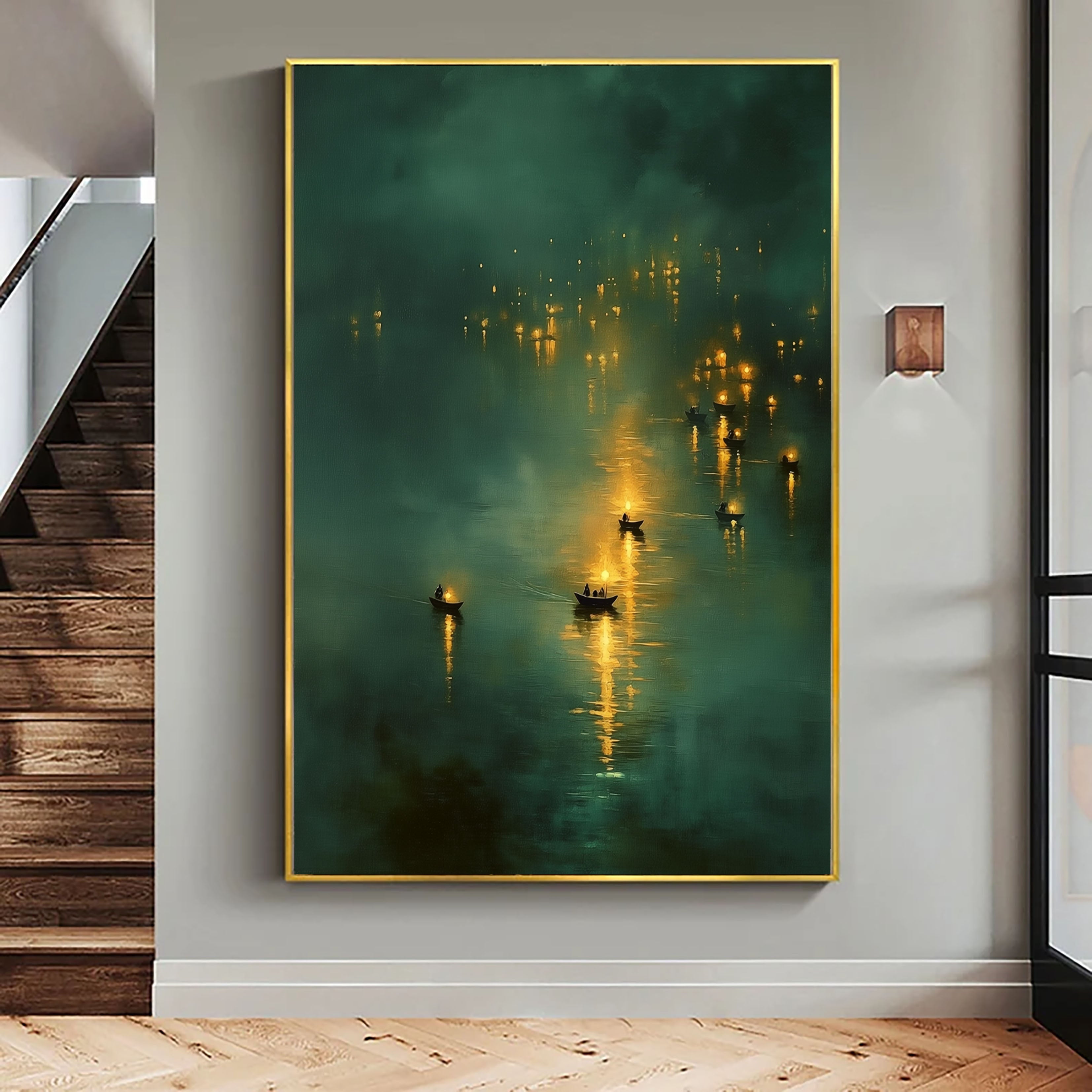 Textured Night Lanterns | Teal Gold