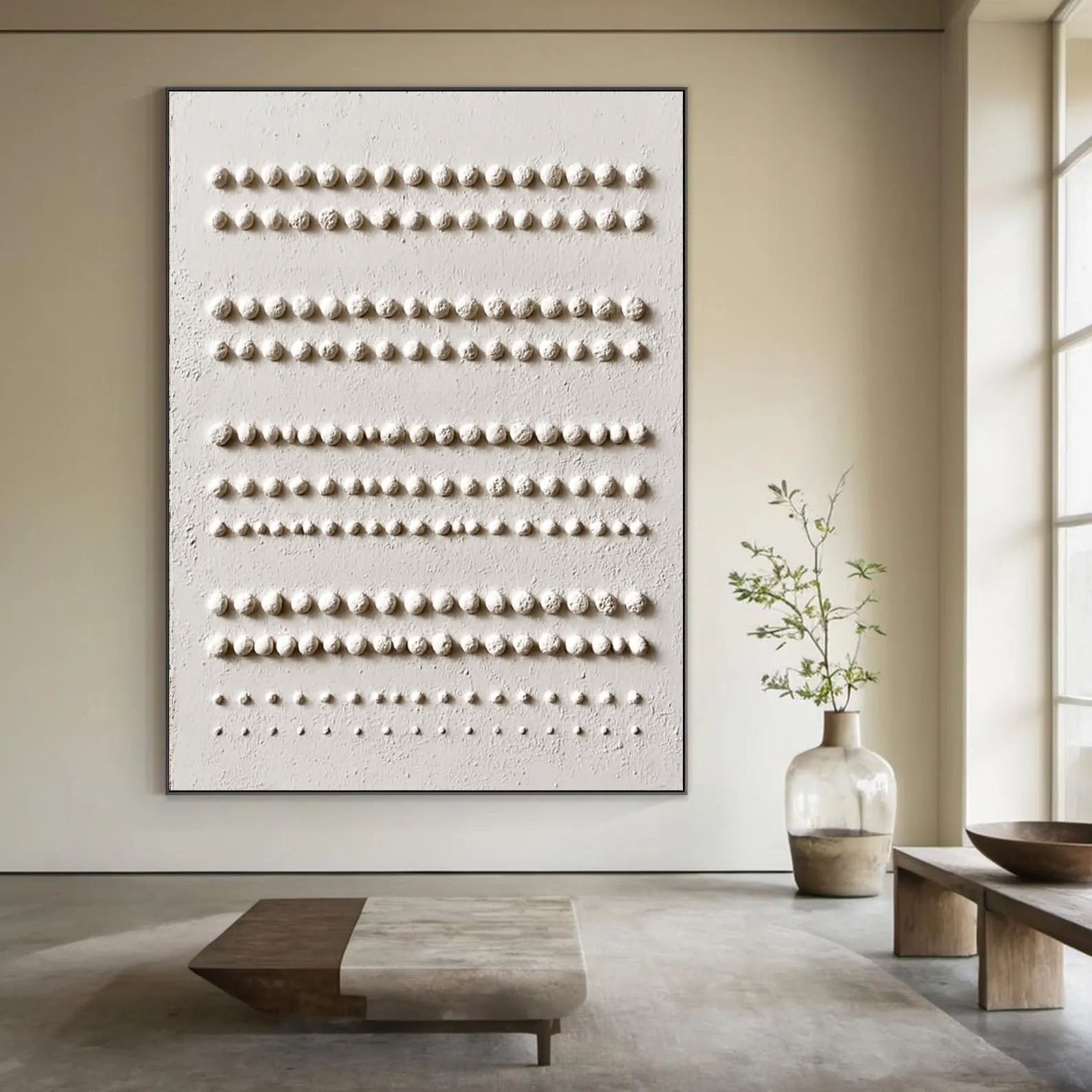 Textured Minimalist Rhythm | Beige Dot