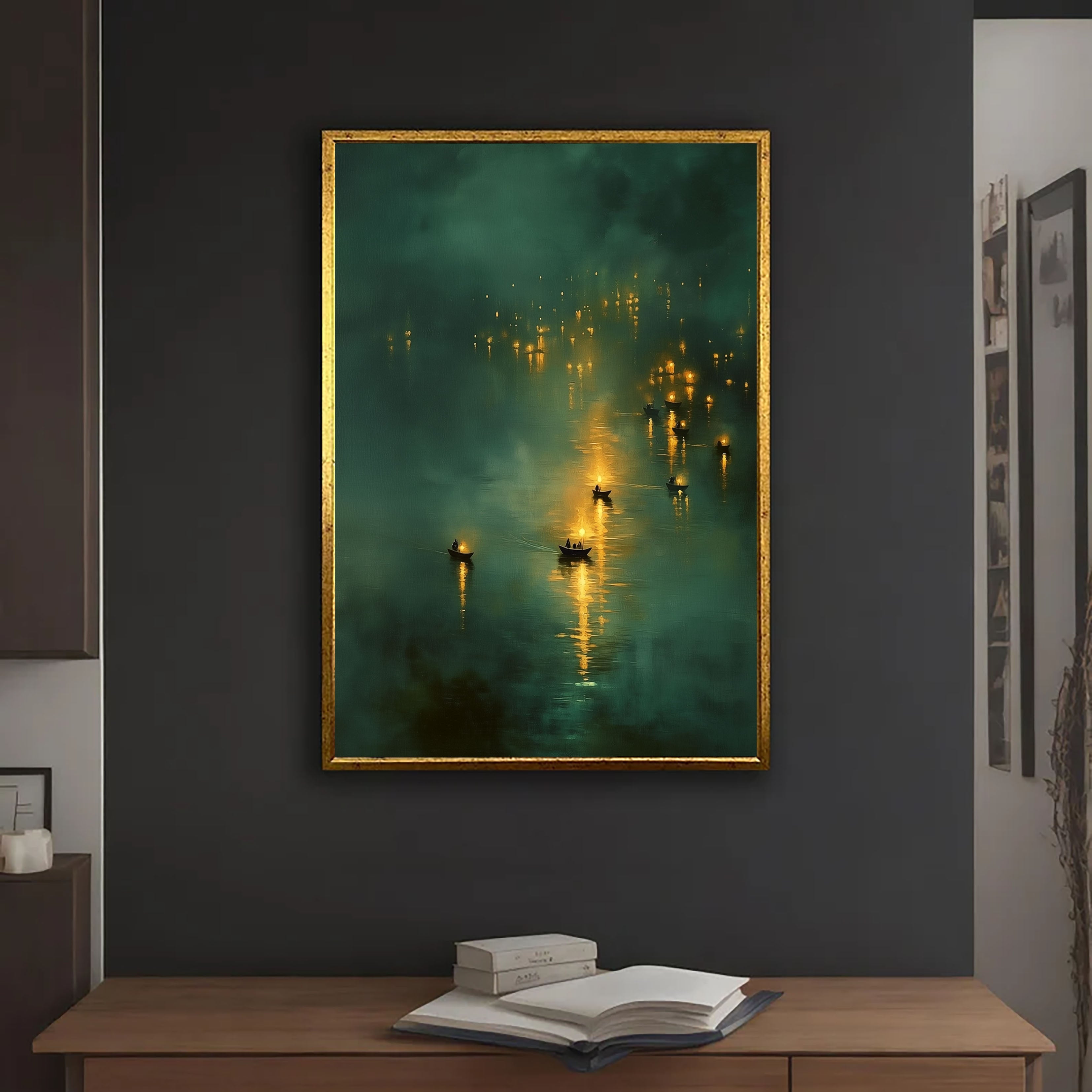 Textured Night Lanterns | Teal Gold