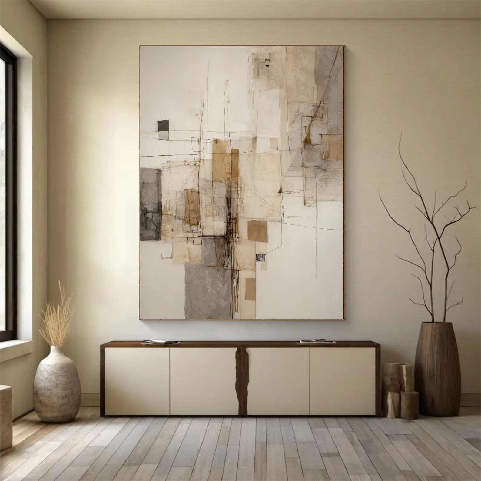 Minimalist Geometric Lines | Beige Tones