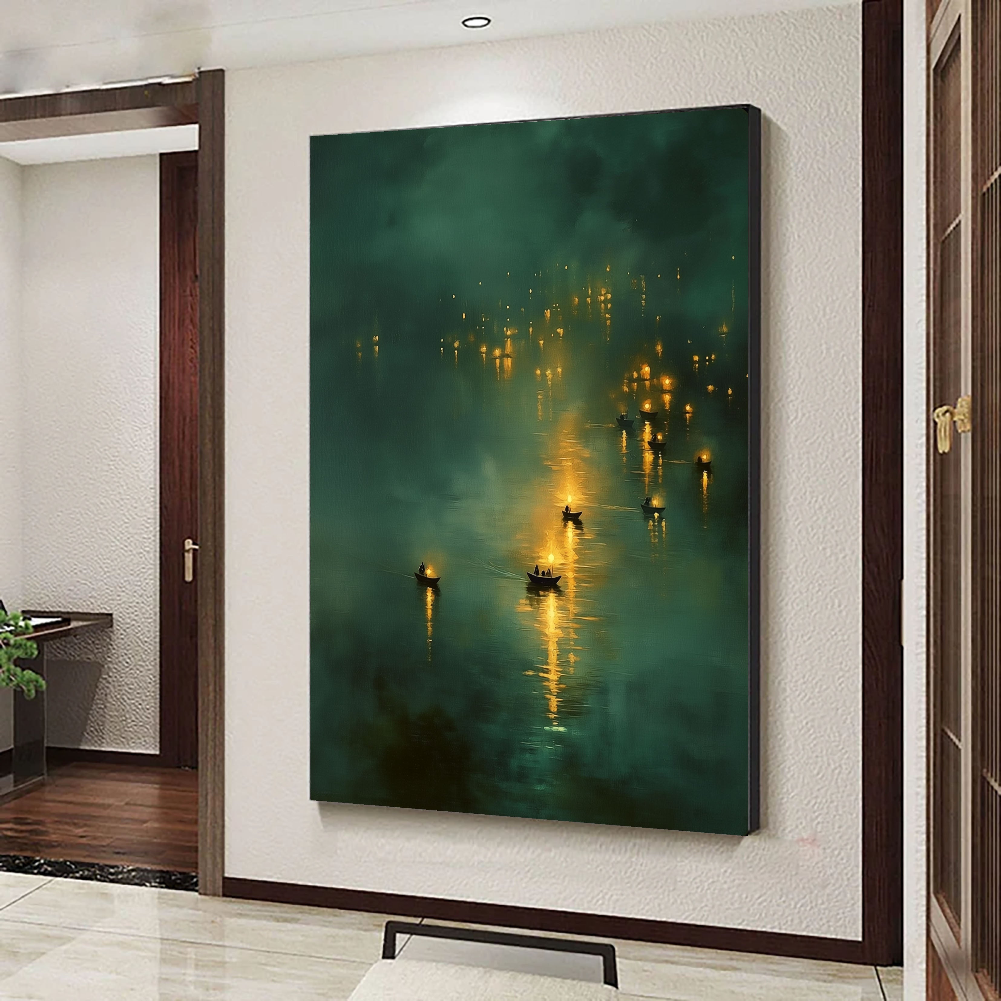 Textured Night Lanterns | Teal Gold