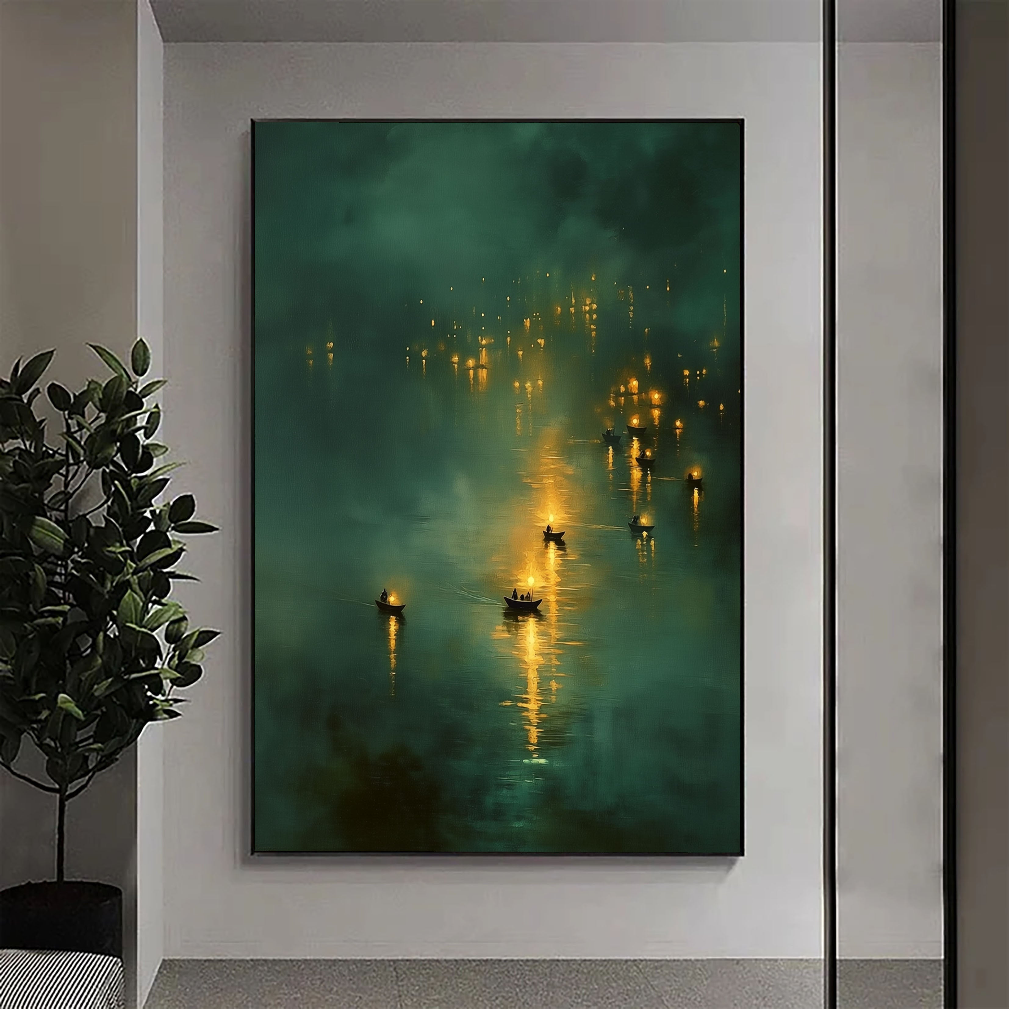 Textured Night Lanterns | Teal Gold