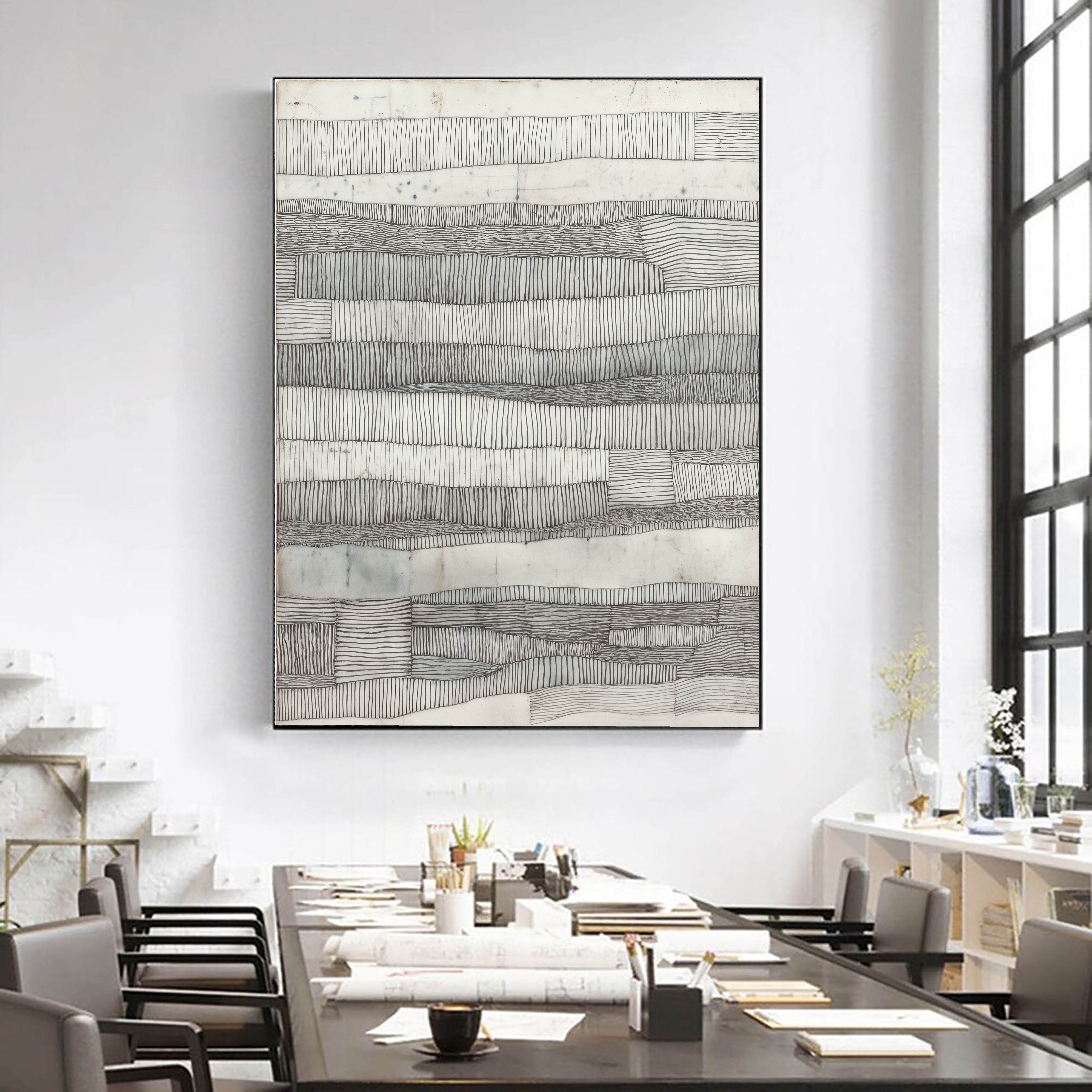 Textured Linear Serenity | Monochrome Tones