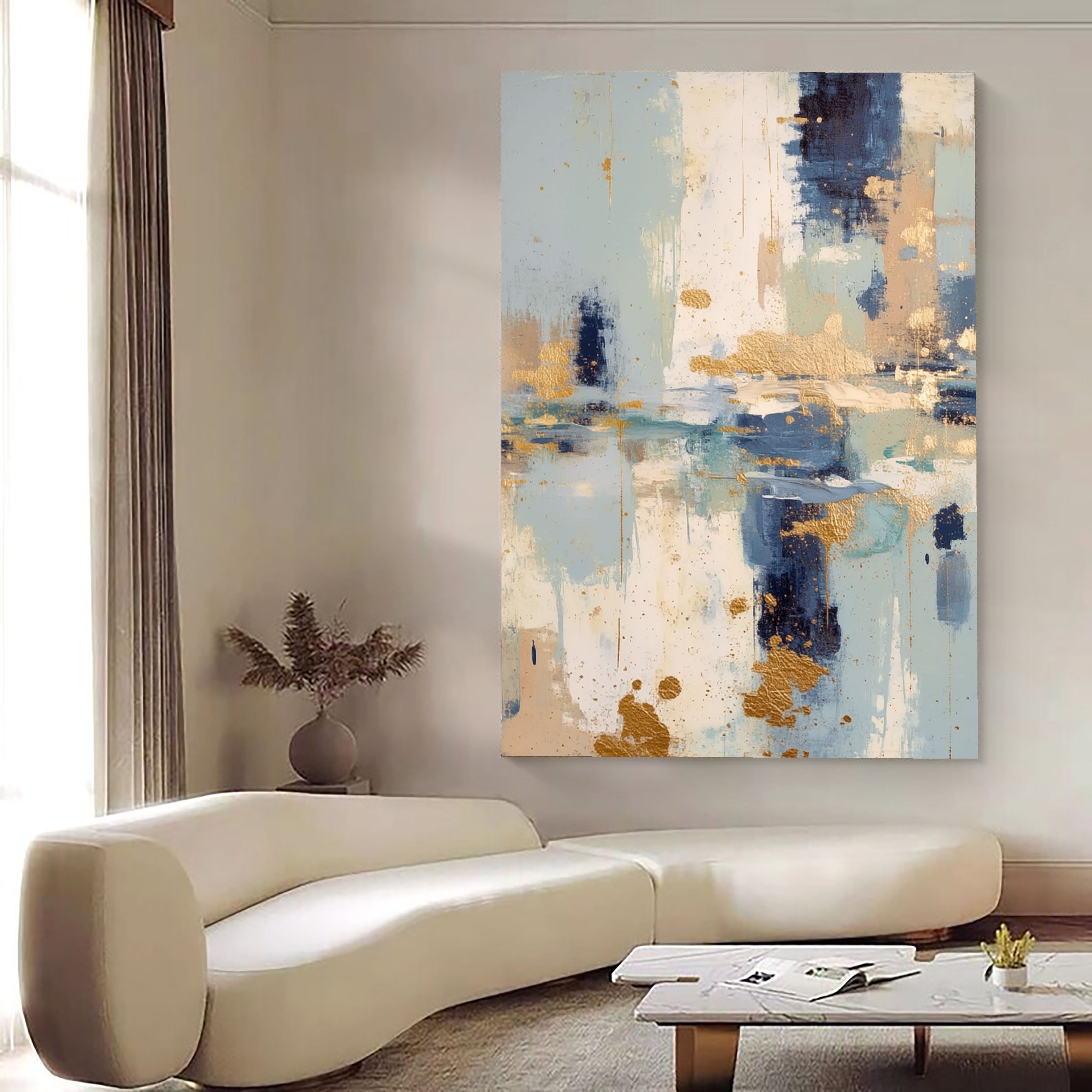 Textured Abstract Strokes | Blue Gold