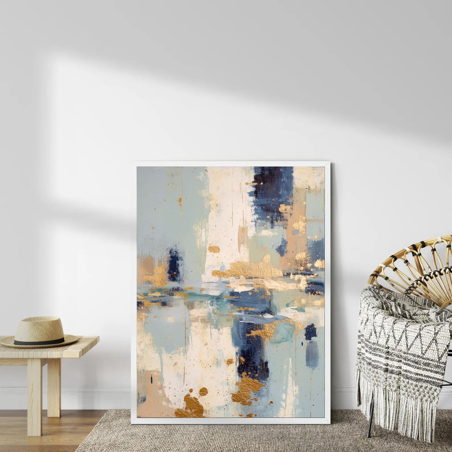 Textured Abstract Strokes | Blue Gold