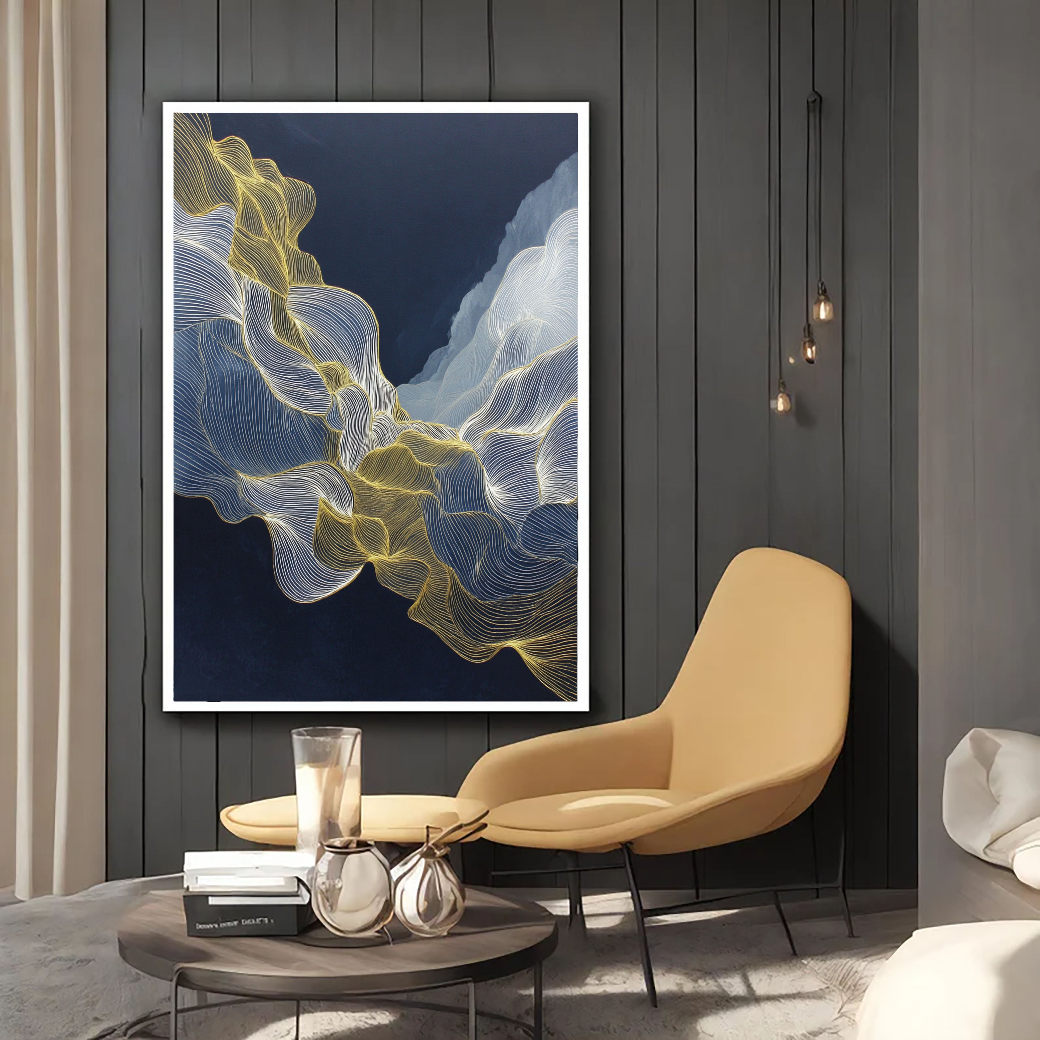 Textured Linear Elegance | Gilded Waves