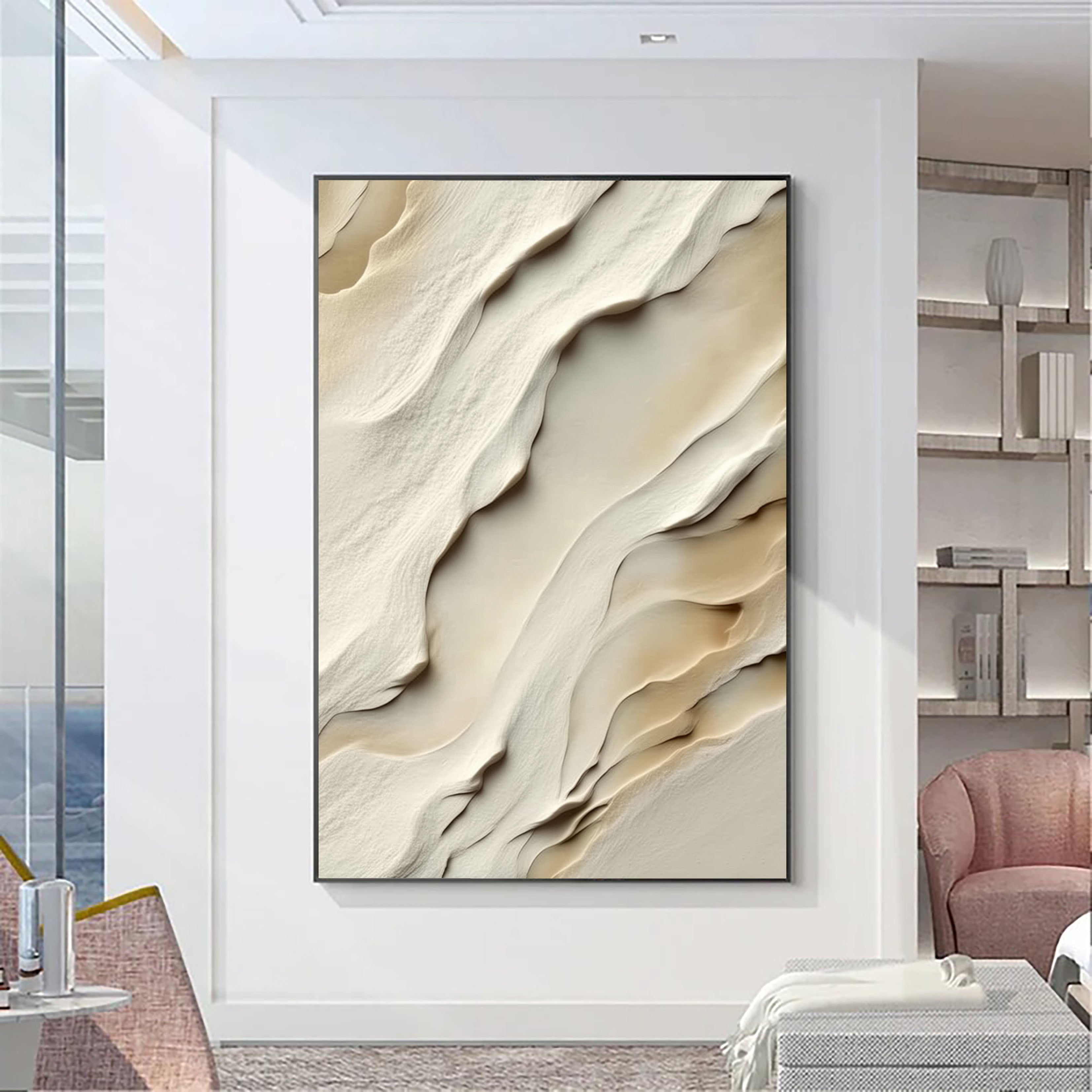 Textured Fluid Dunes | Ivory Beige