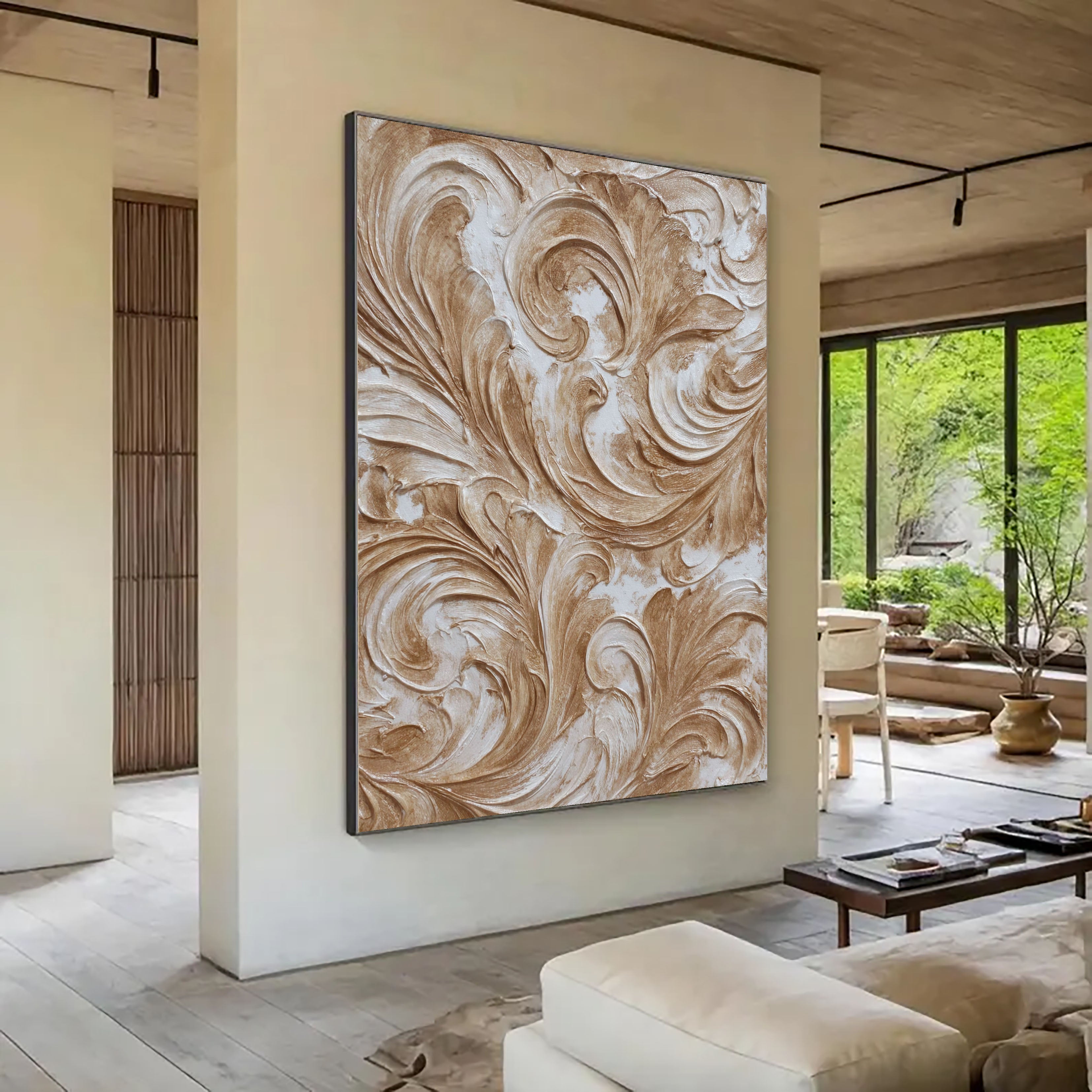 Textured Ornate Swirls | Warm Taupe