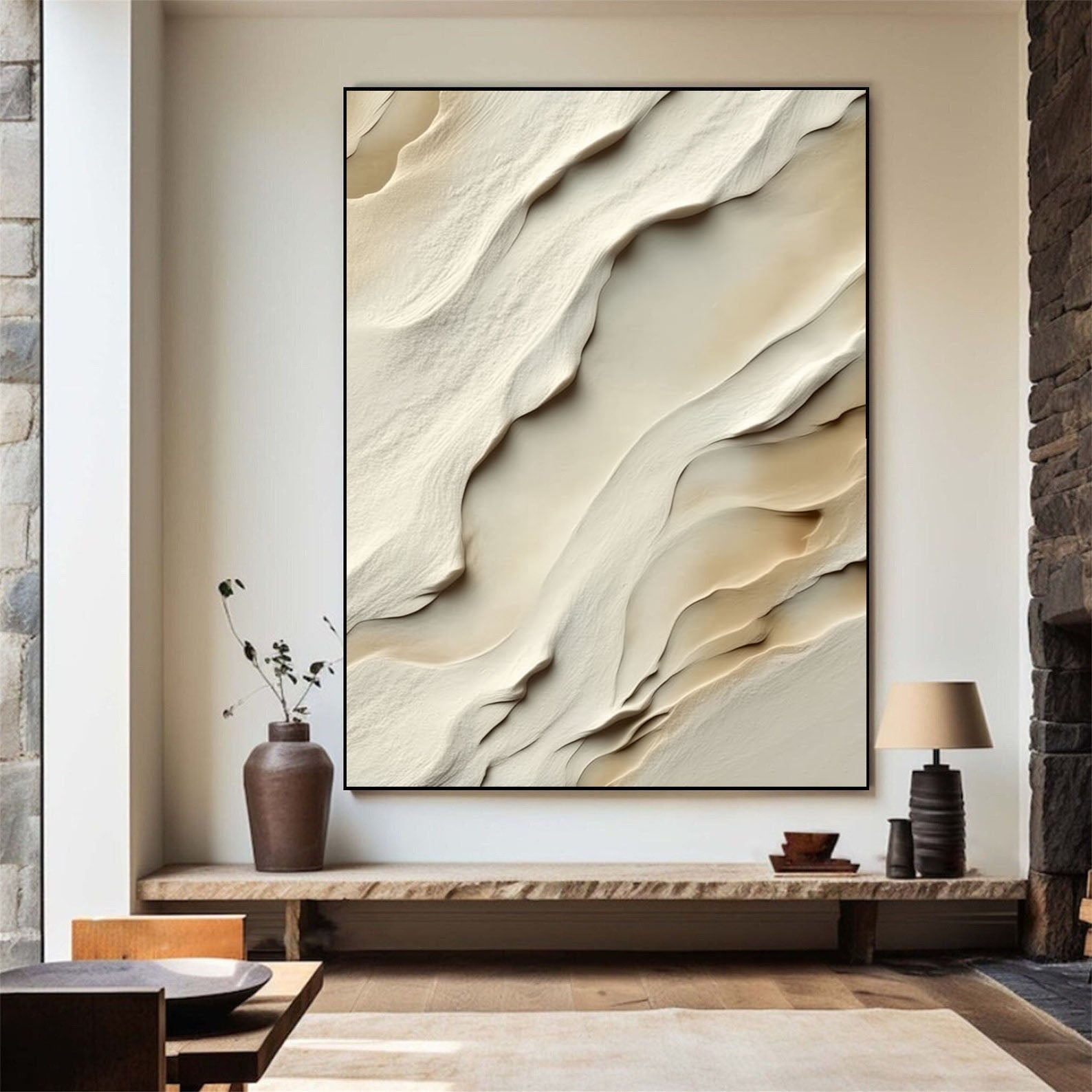 Textured Fluid Dunes | Ivory Beige