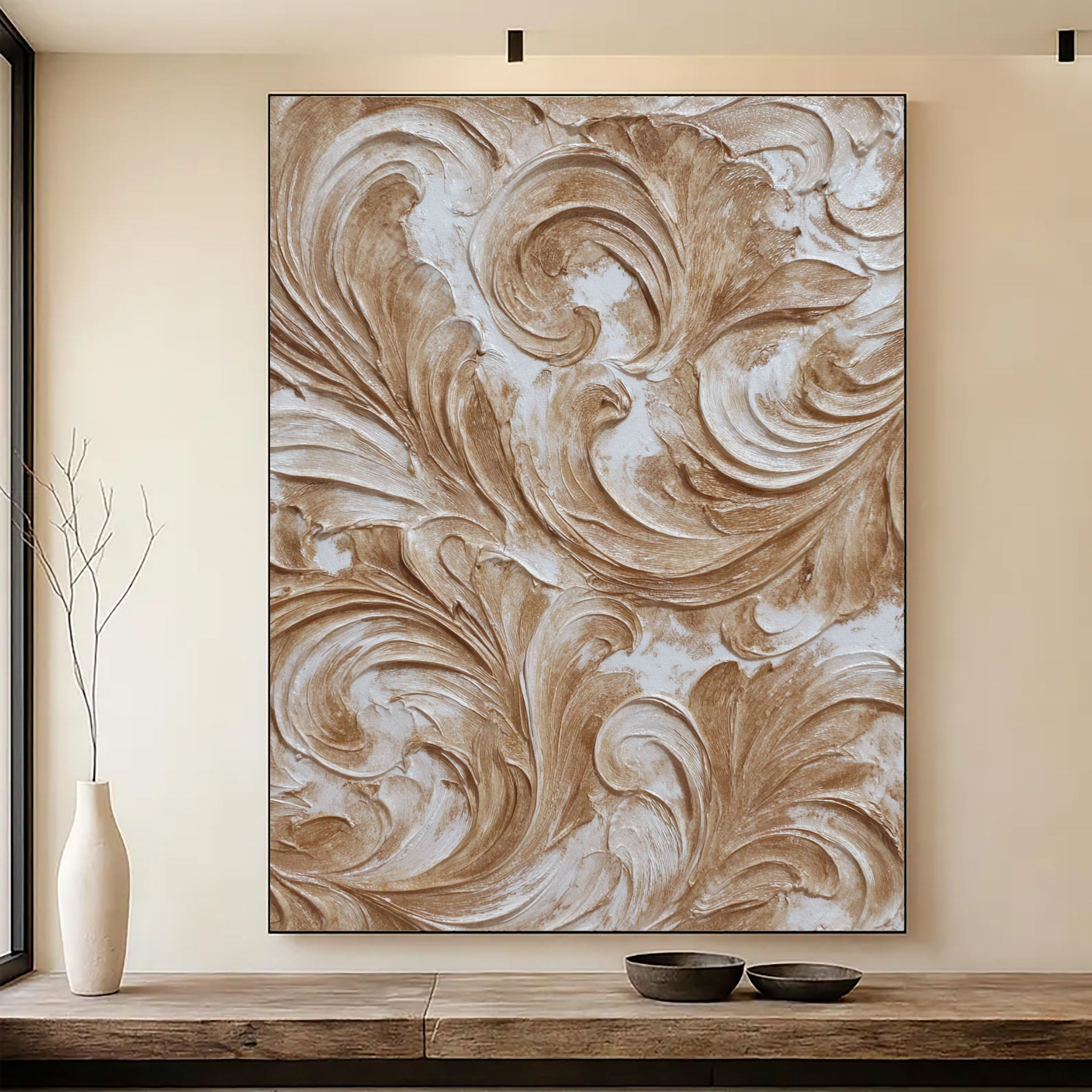Textured Ornate Swirls | Warm Taupe