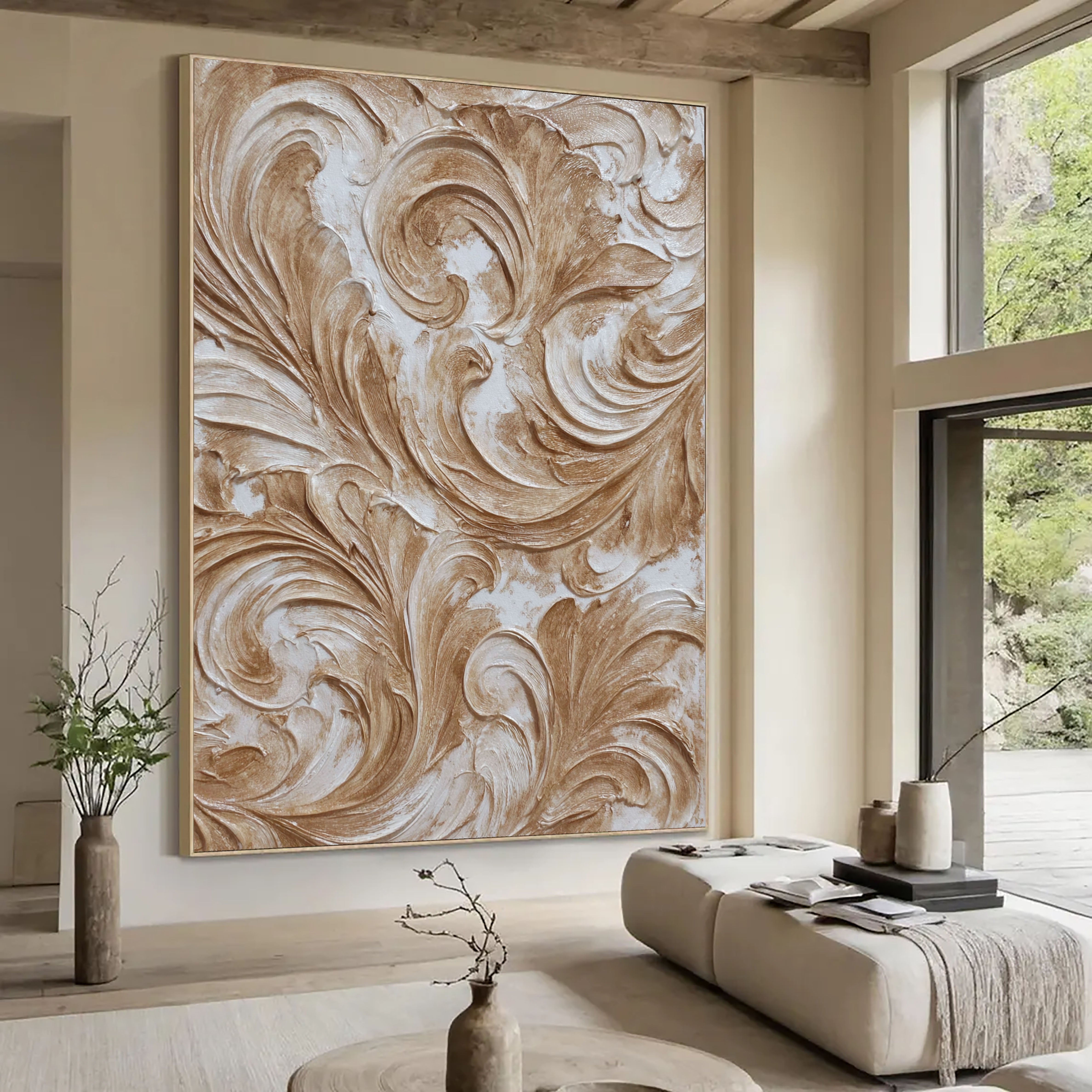 Textured Ornate Swirls | Warm Taupe