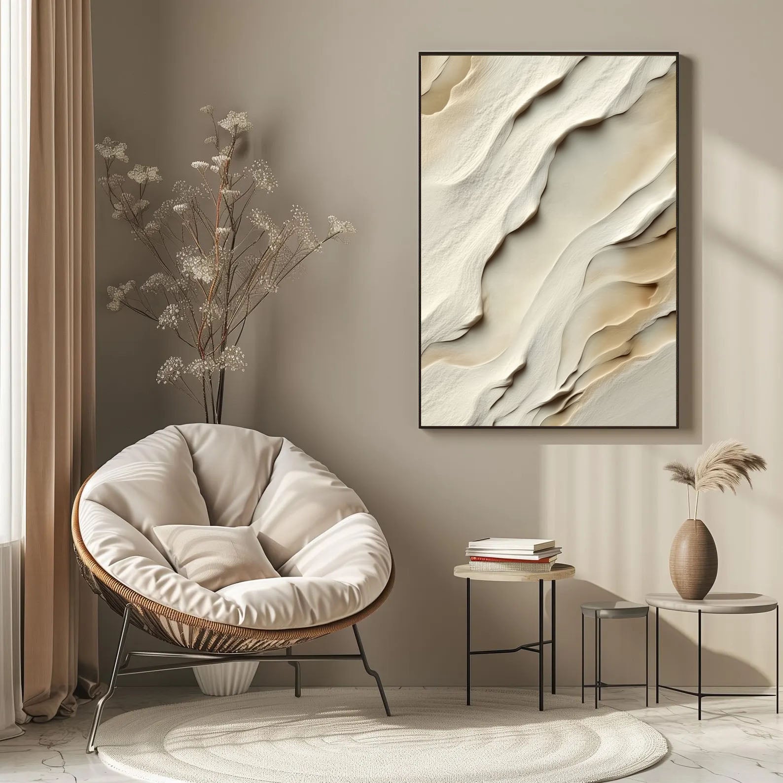 Textured Fluid Dunes | Ivory Beige