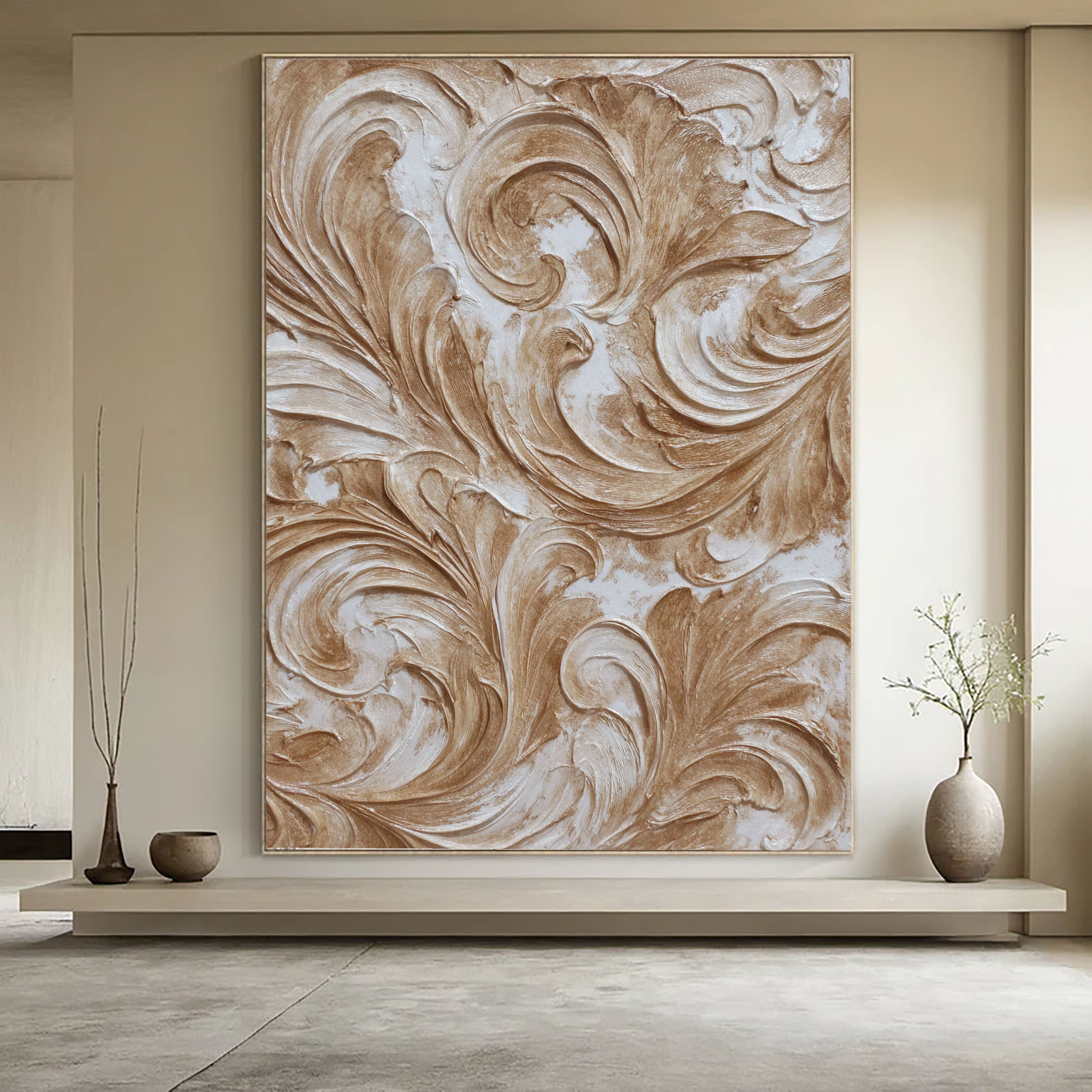 Textured Ornate Swirls | Warm Taupe