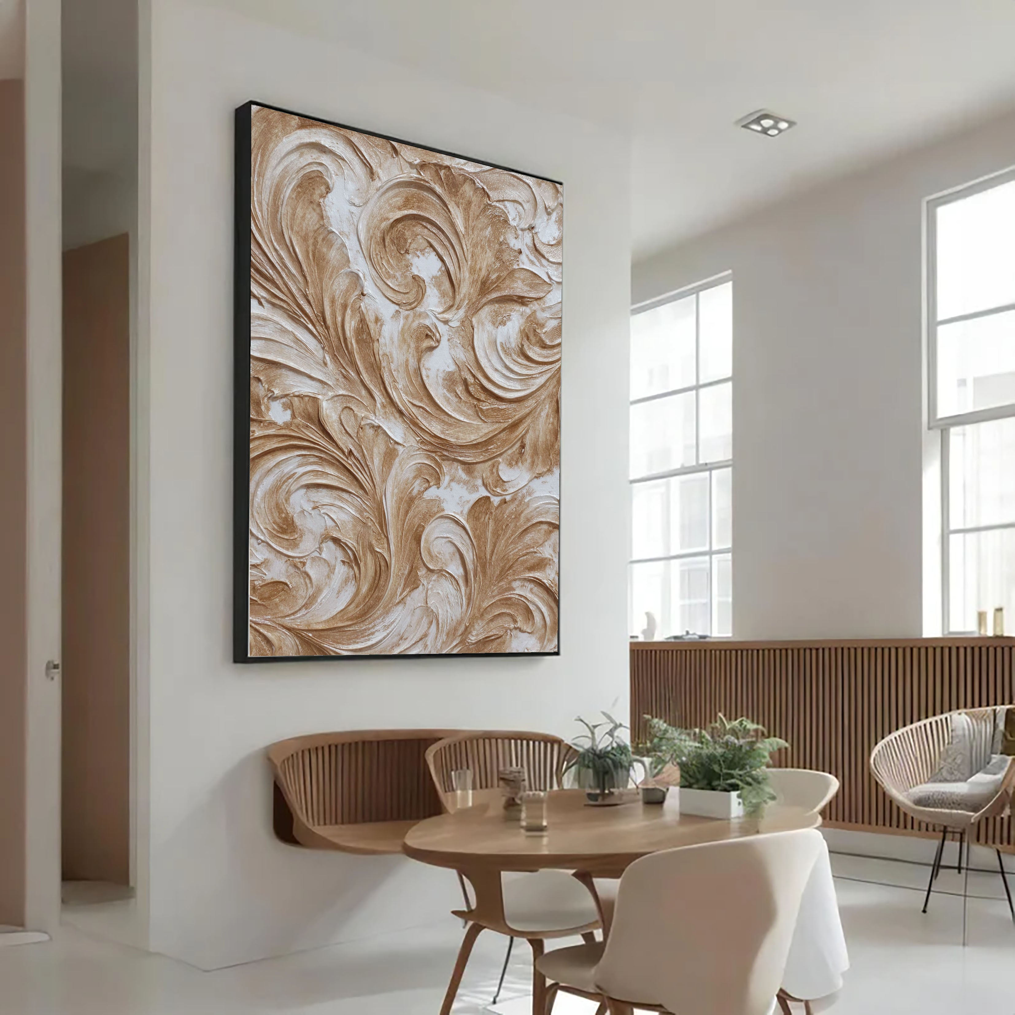 Textured Ornate Swirls | Warm Taupe