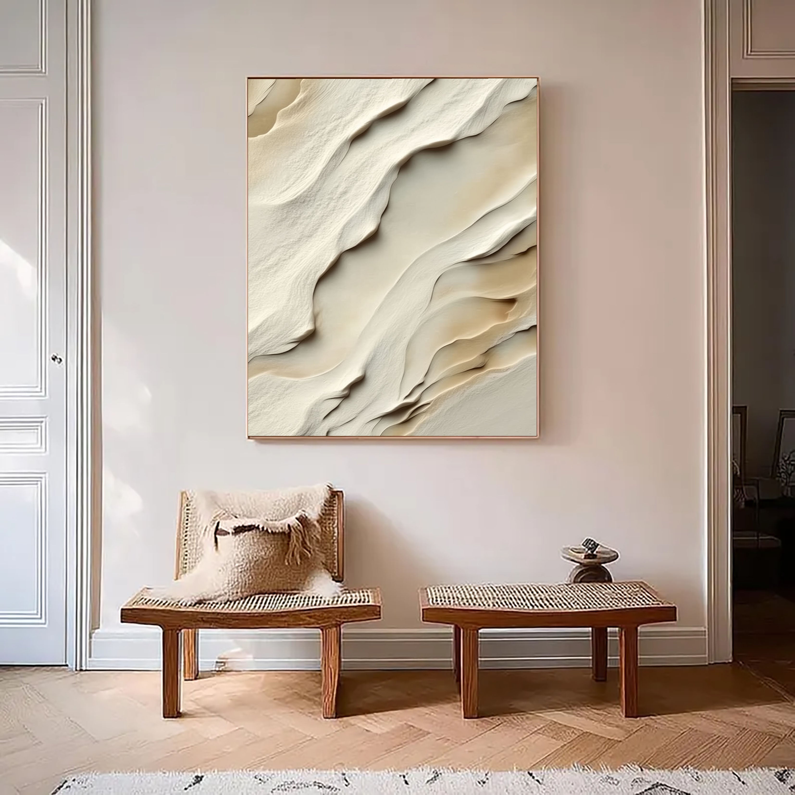 Textured Fluid Dunes | Ivory Beige