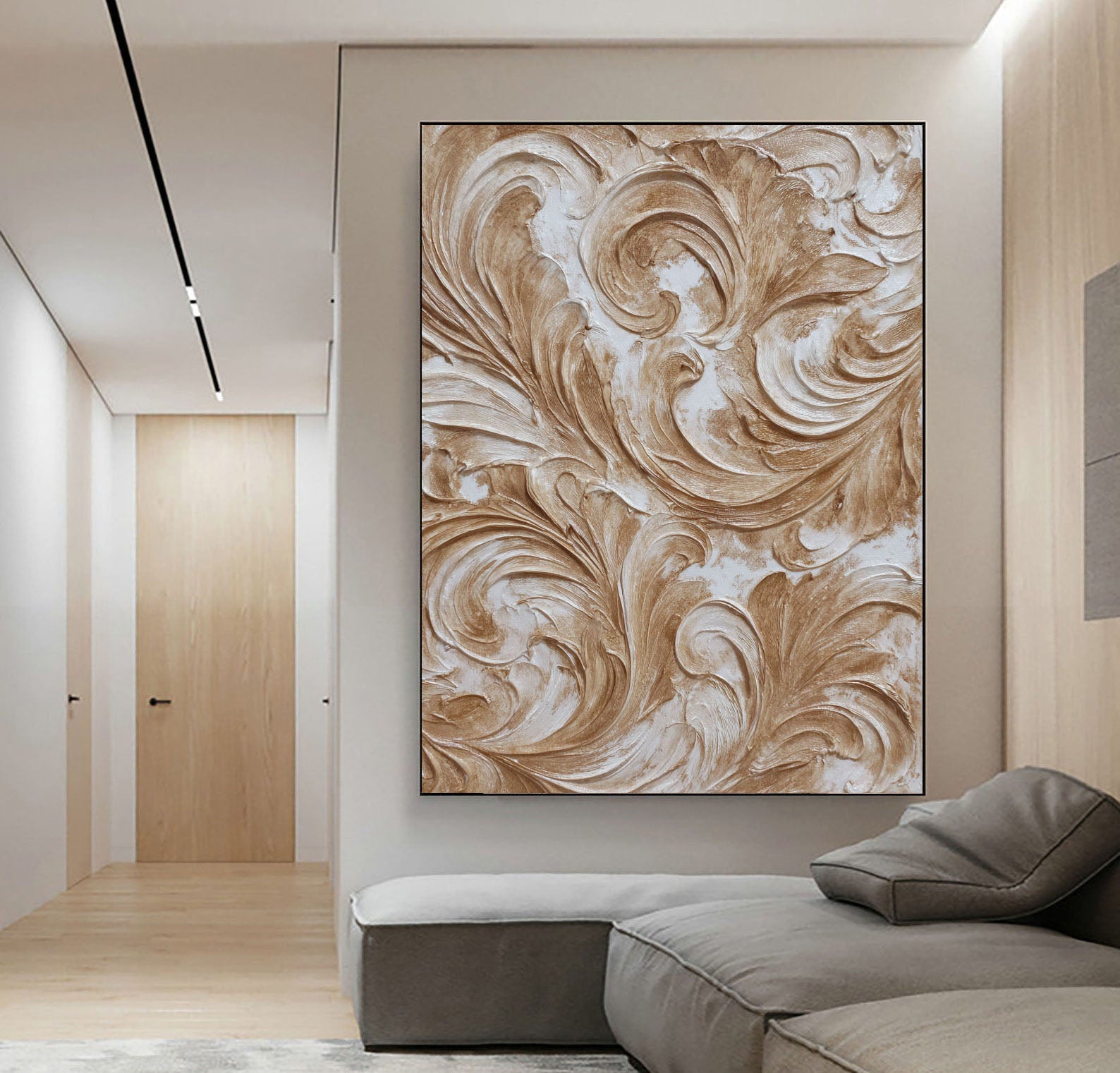 Textured Ornate Swirls | Warm Taupe